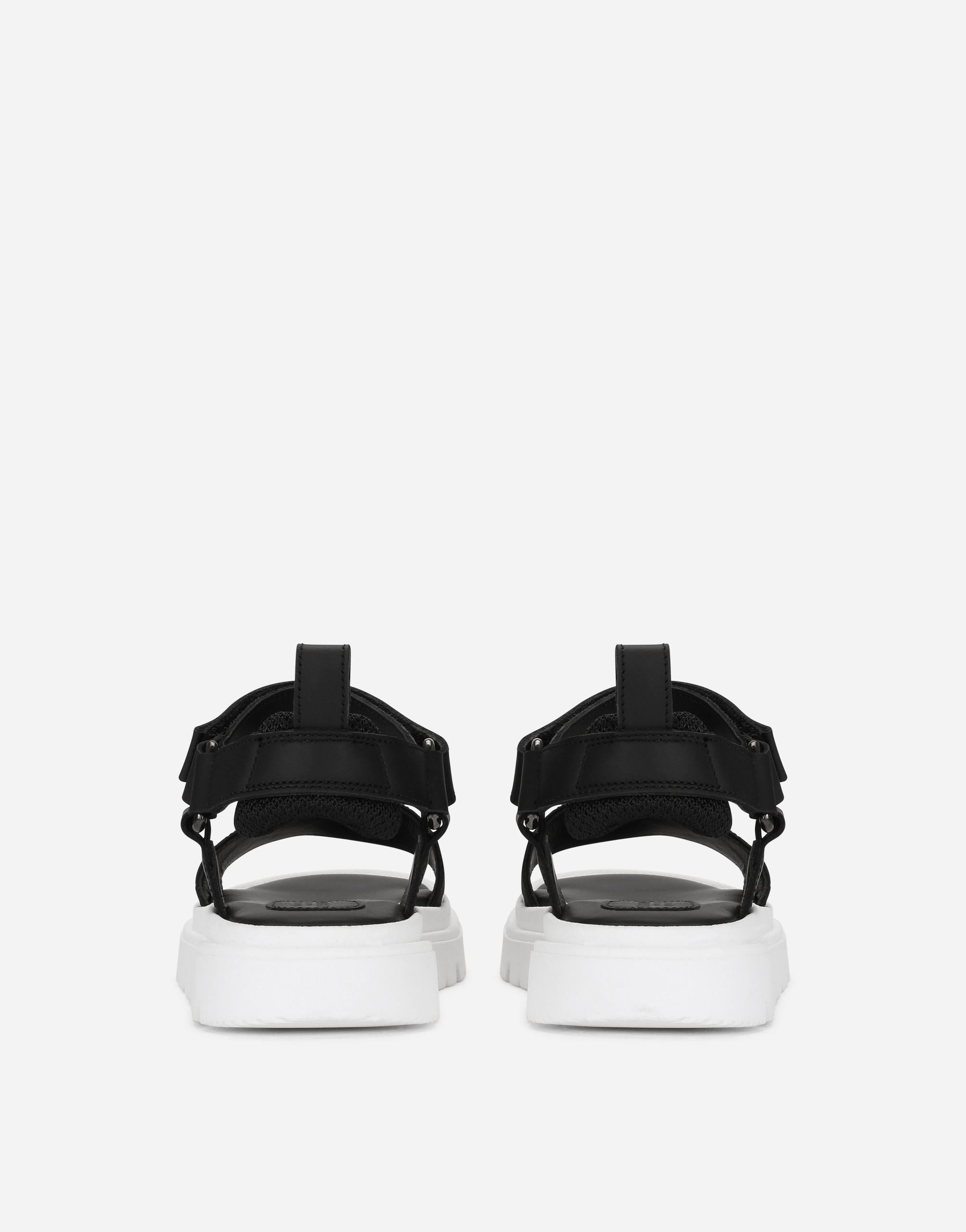 DOLCE & GABBANA CALFSKIN SANDALS WITH LOGO TAPE