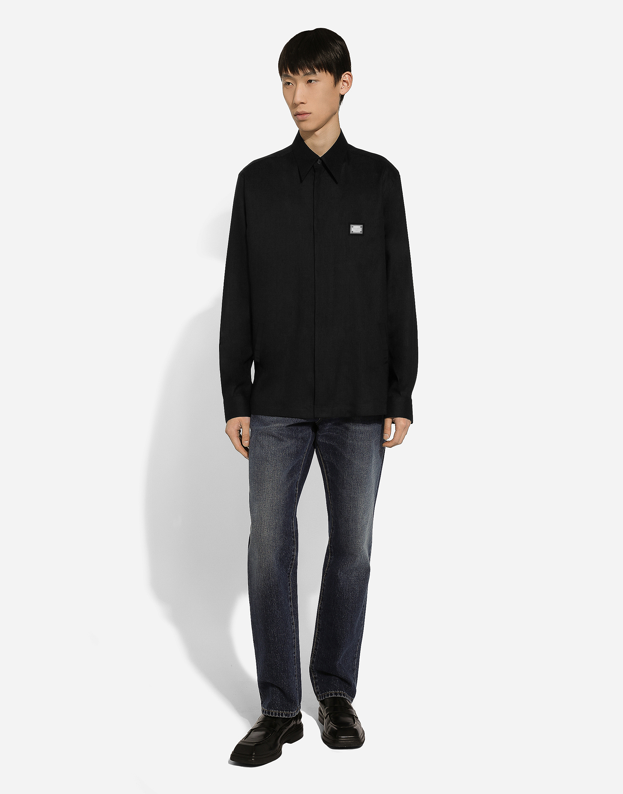 Dolce & Gabbana Men's Cotton Blend Shirt With Logo In Black