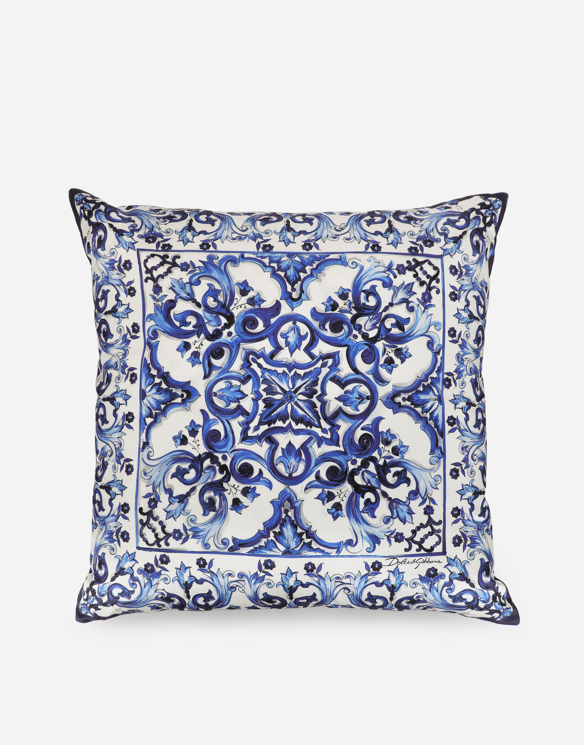Dolce & Gabbana Silk Twill Cushion Large In Multicolor
