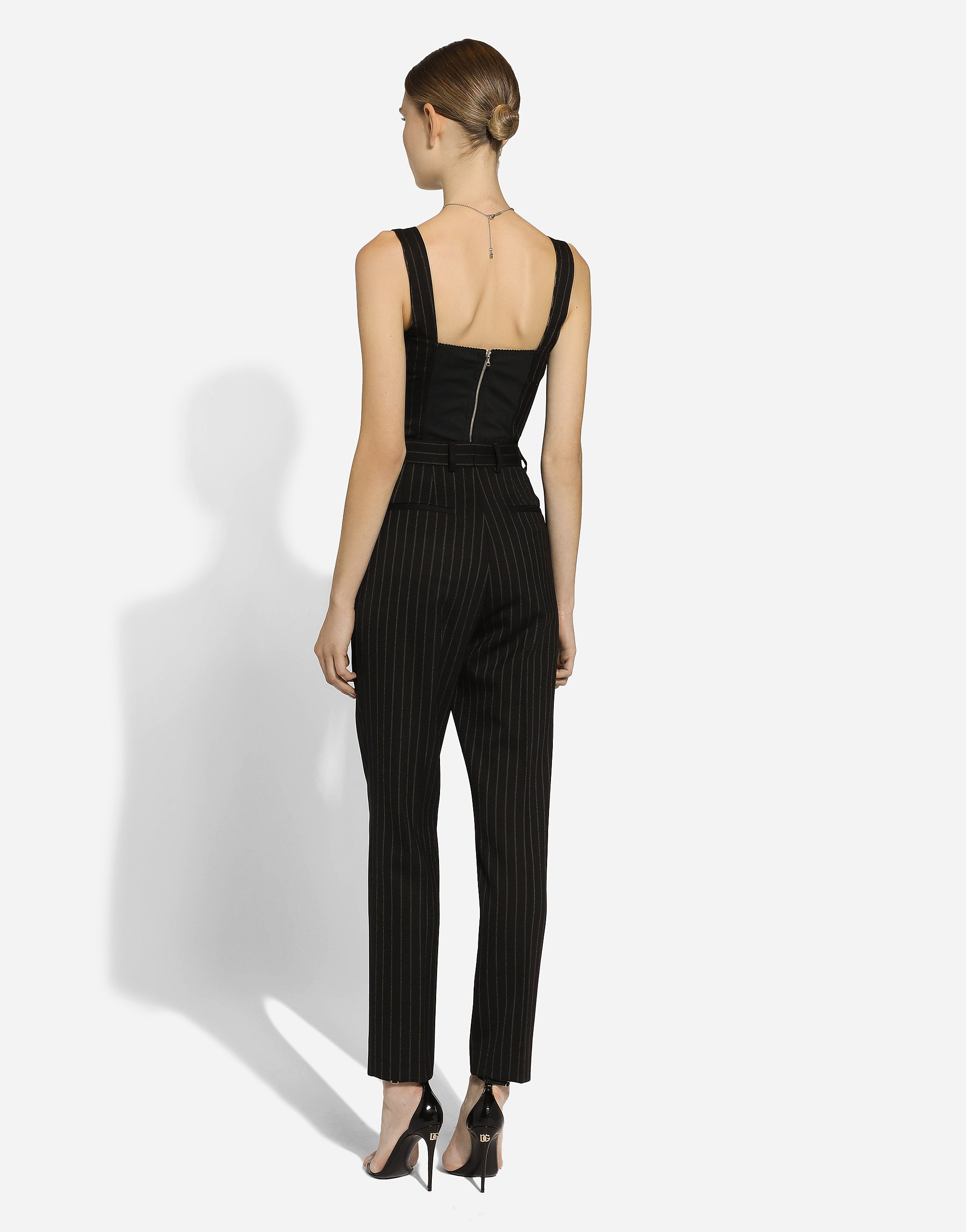 Pinstripe wool corset top