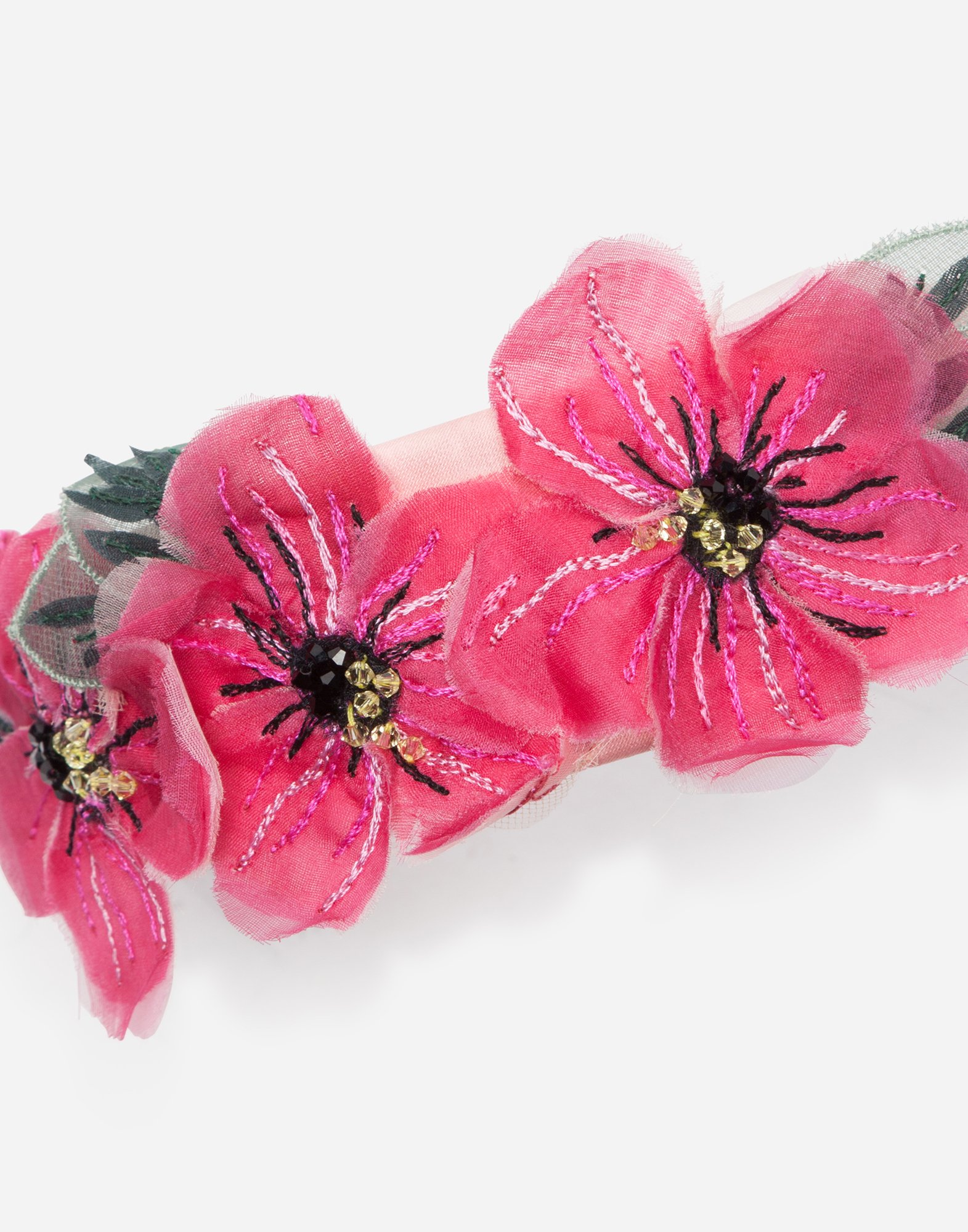 Shop Dolce & Gabbana Headband With Floral Chiffon Application In Multi-colored
