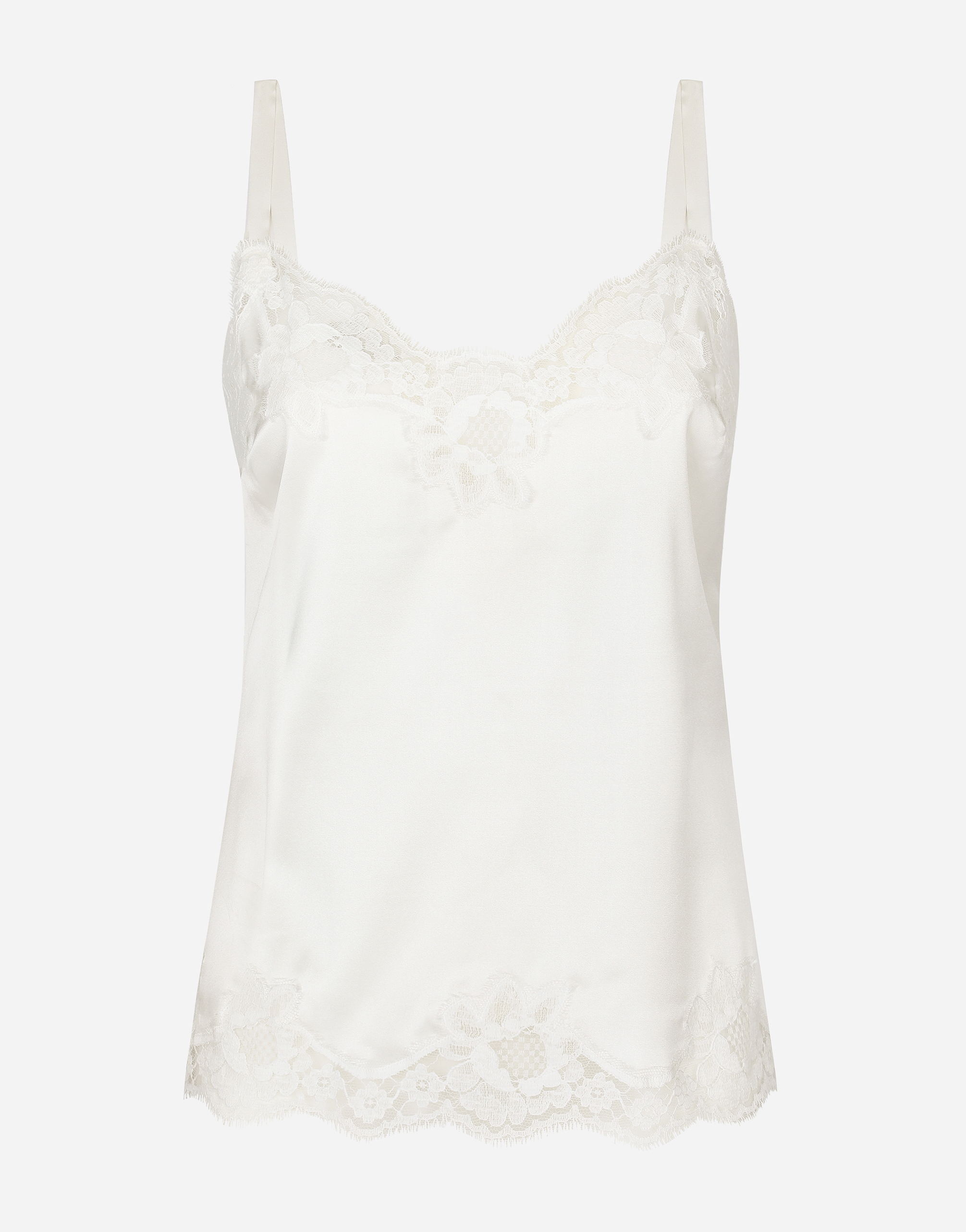 Shop Dolce & Gabbana Hemdchen Aus Satin Mit Spitzendetails In White