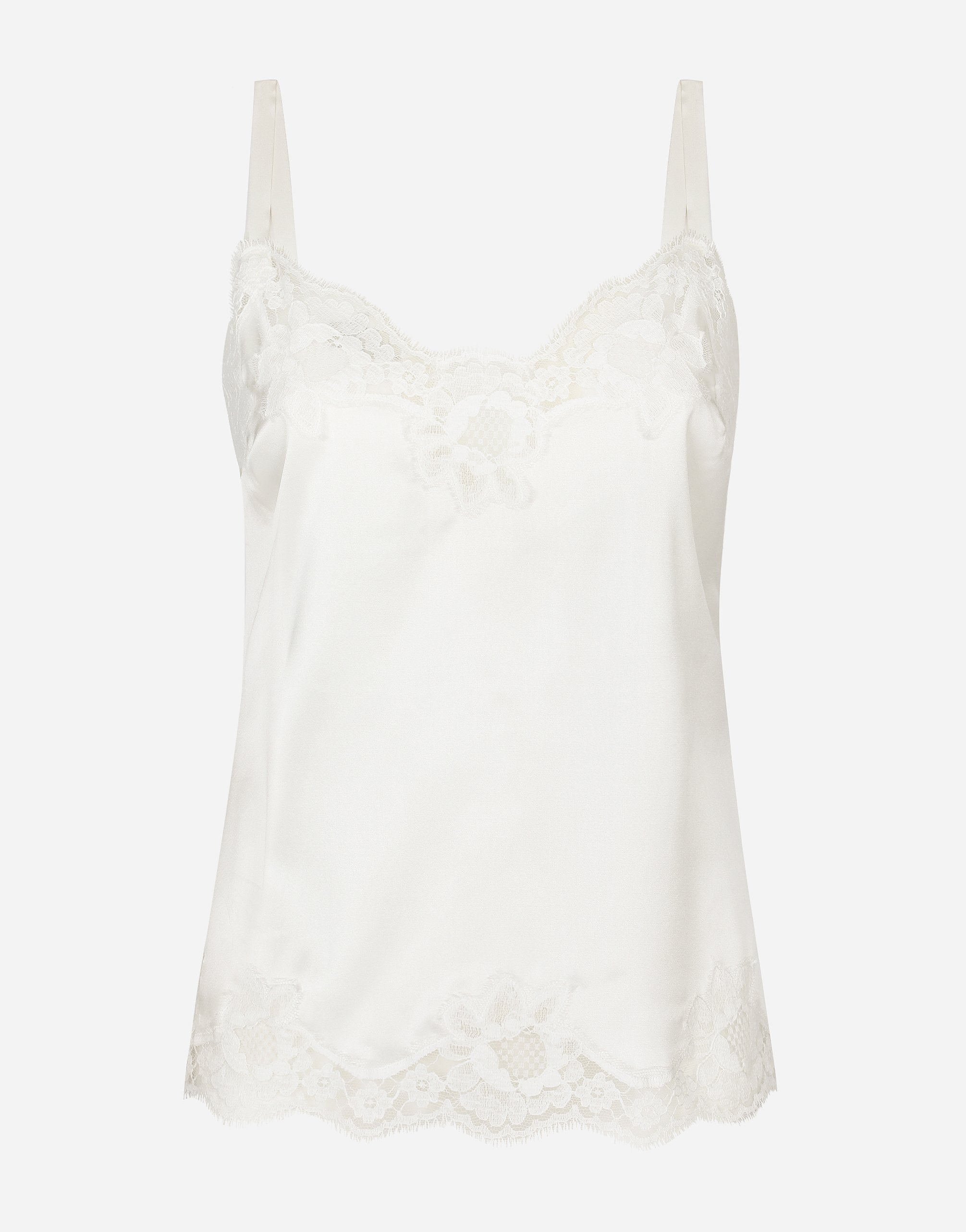 Dolce & Gabbana Satin Lingerie Top With Lace In White