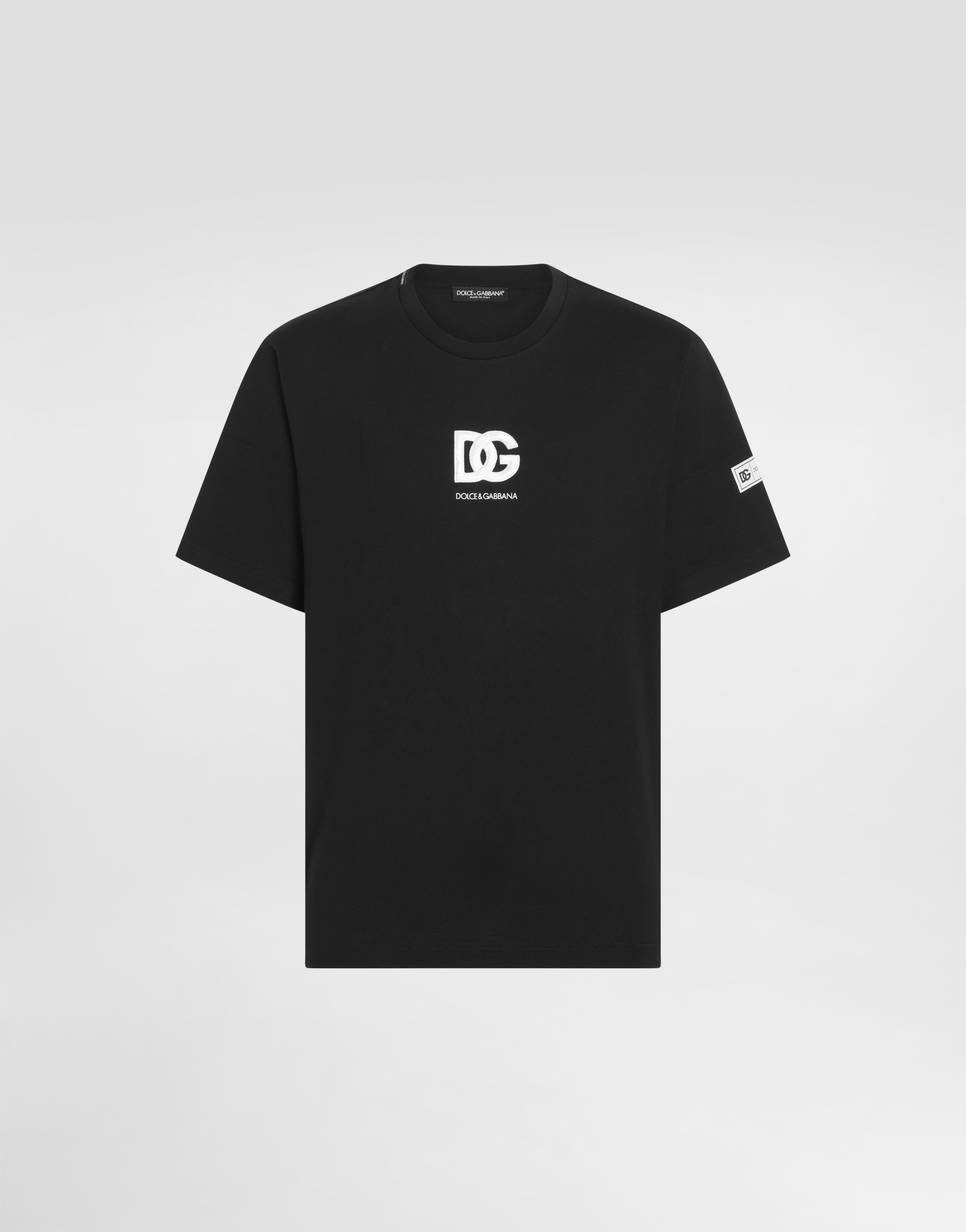 Short-sleeved T-shirt with DG logo patch in Black for Men