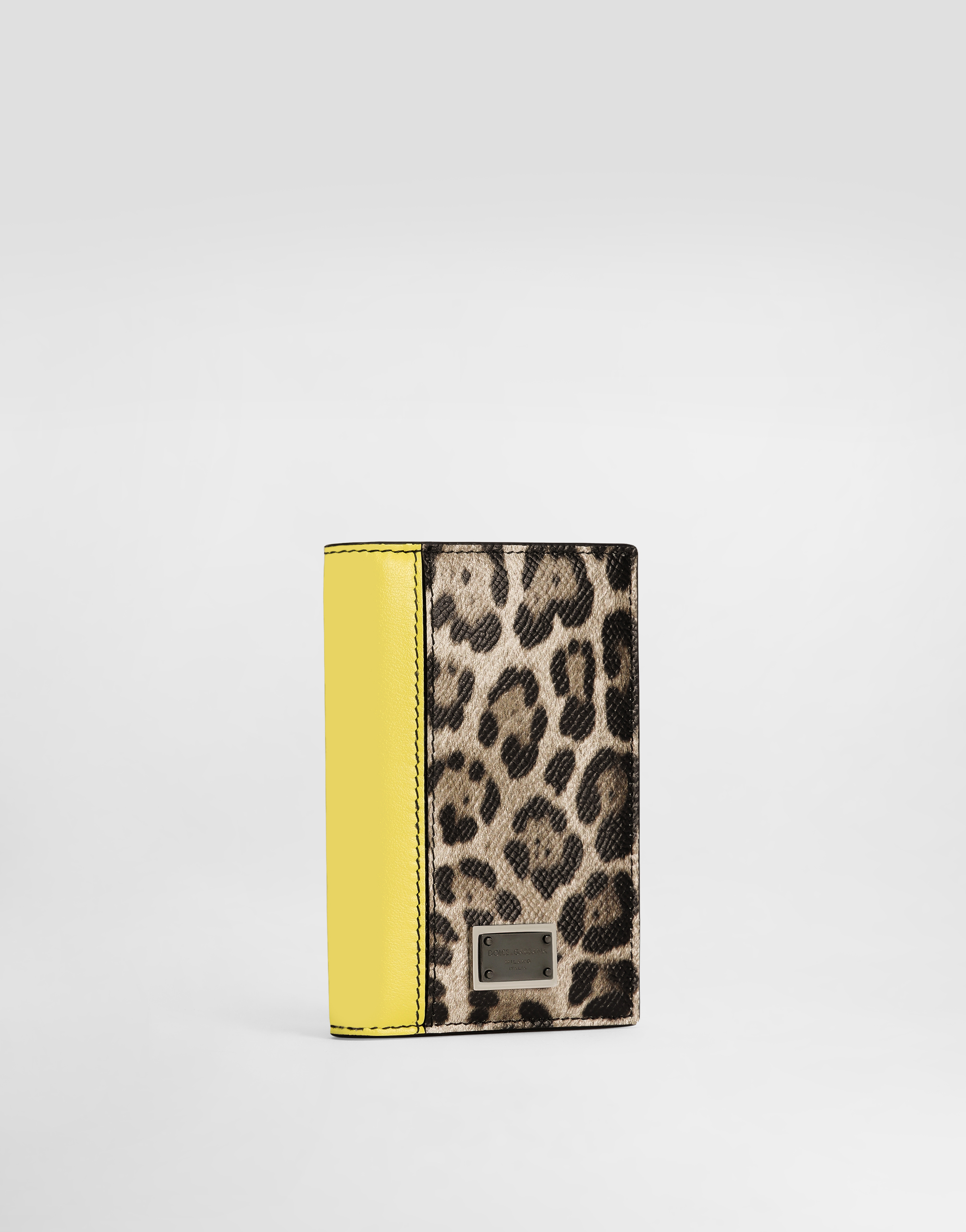 Dolce & Gabbana Saffiano Leather Passport Holder With Clored Leather Inserts In Print