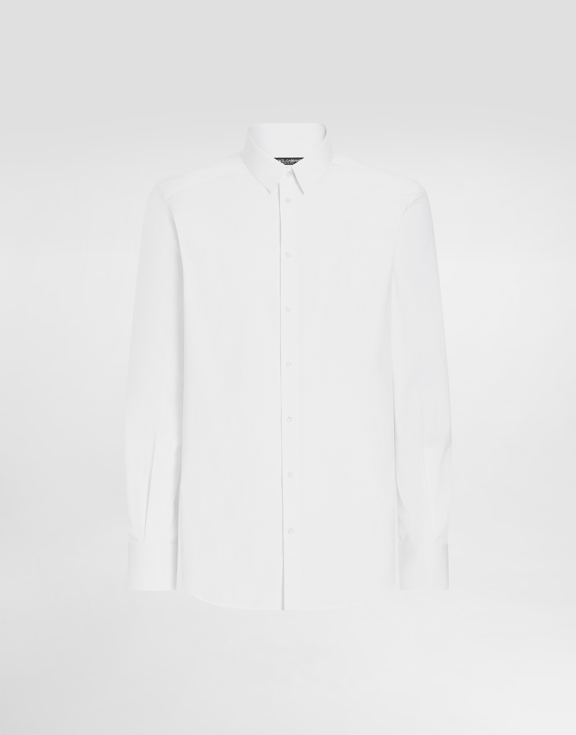 Dolce & Gabbana Male White Stretch Poplin Gold-Fit Shirt - Man Shirts Cotton Size 38