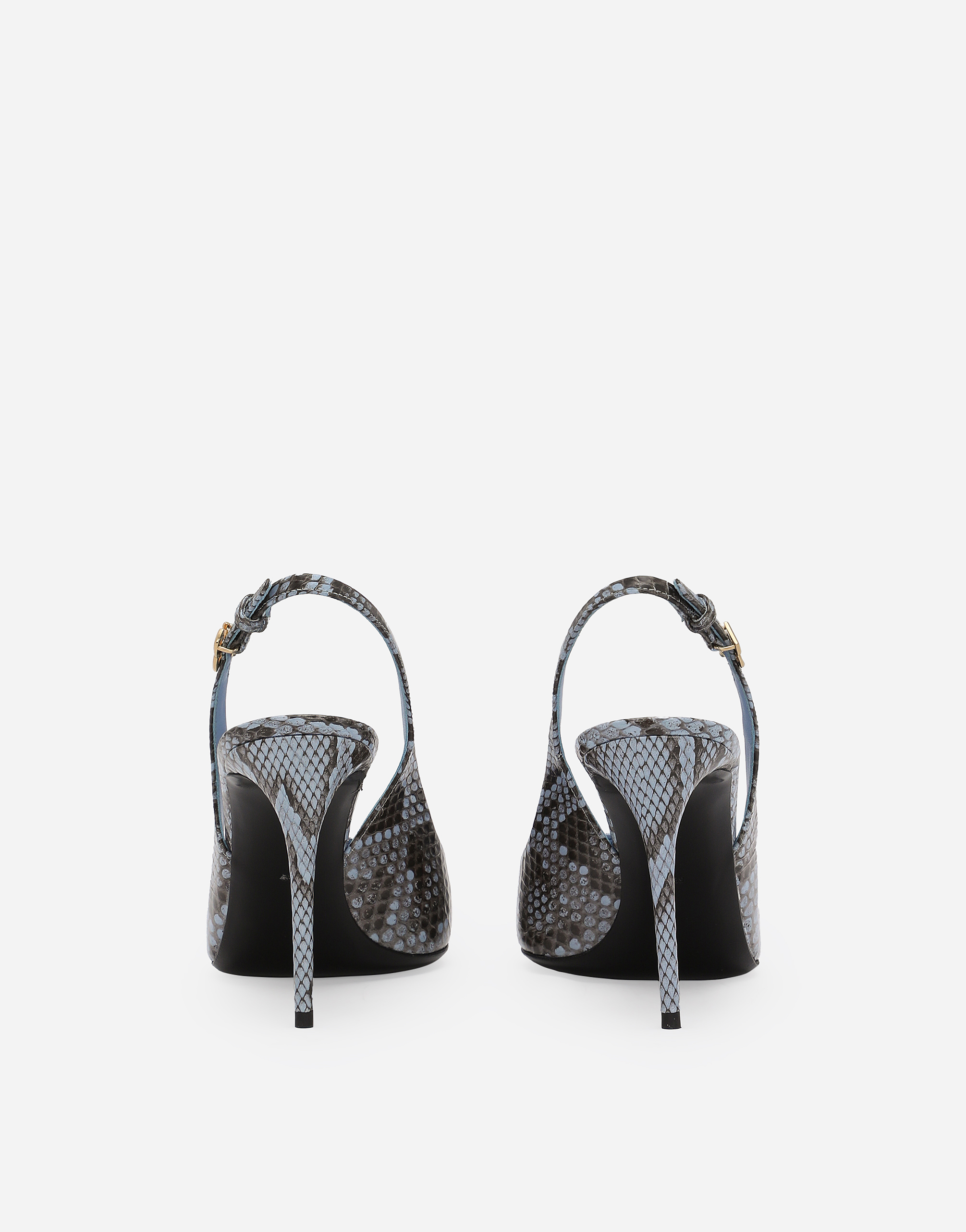 Dolce & Gabbana Python Skin Slingbacks In Light Blue