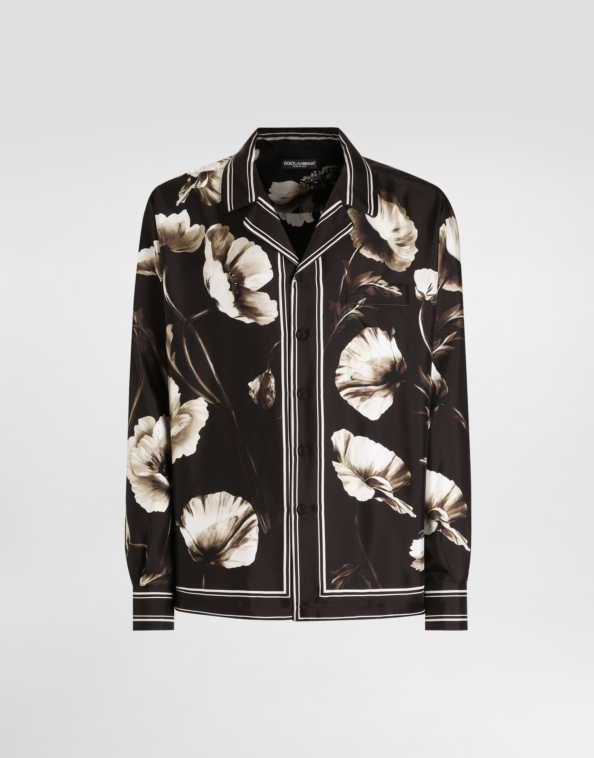 Poppy-print silk twill vanity shirt