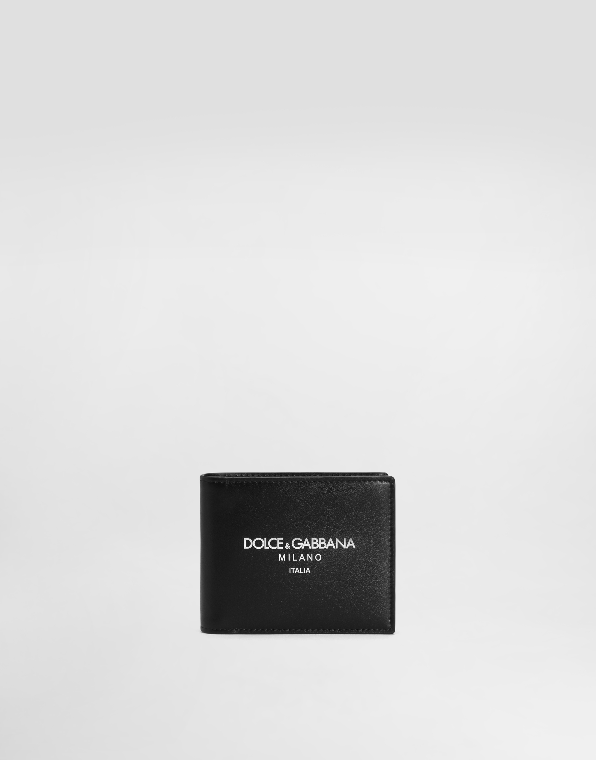 Dolce & Gabbana Calfskin Bifold Wallet With Logo In Multicolor