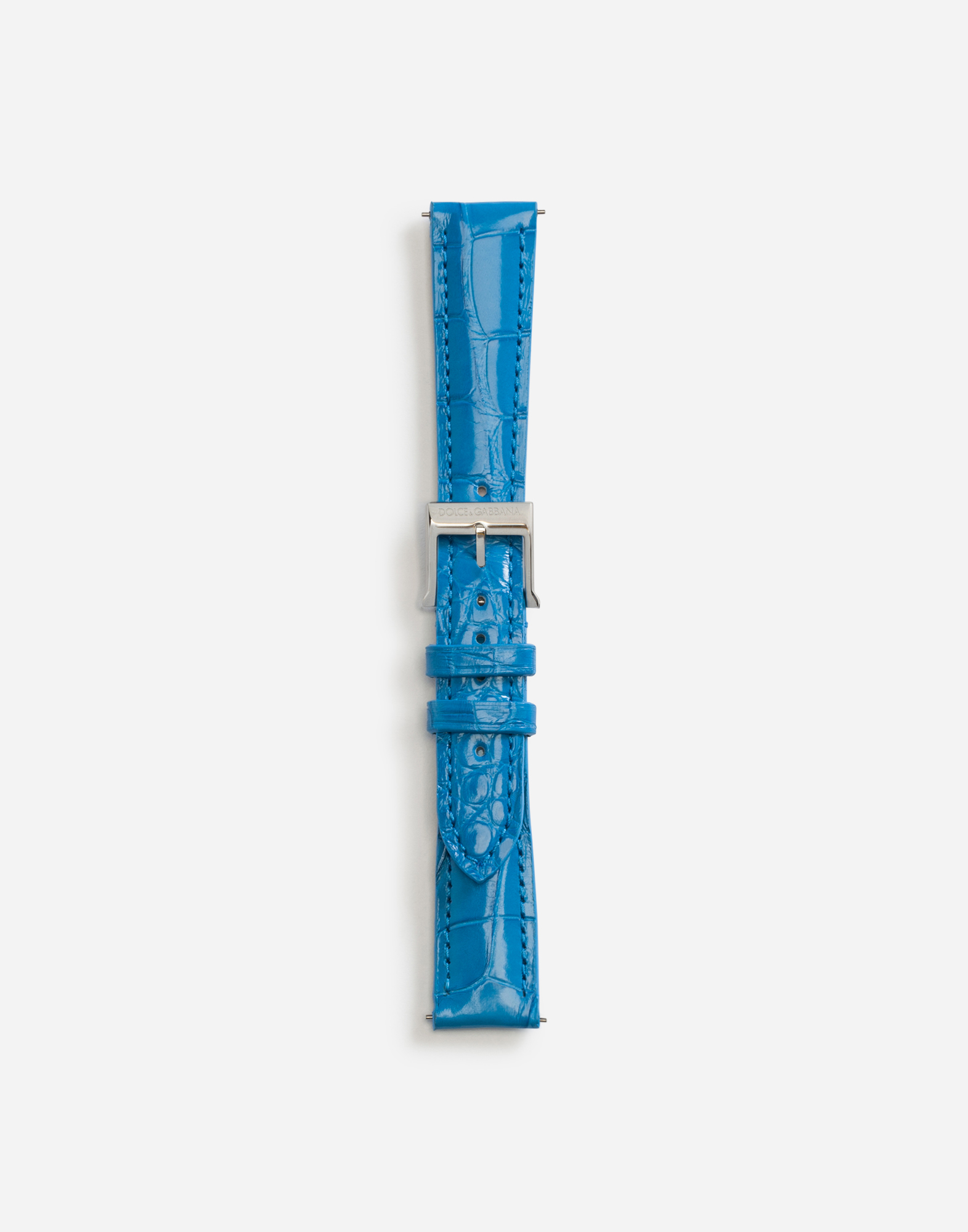 Dolce & Gabbana Alligator Strap With Buckle And Hook In Steel In Blue