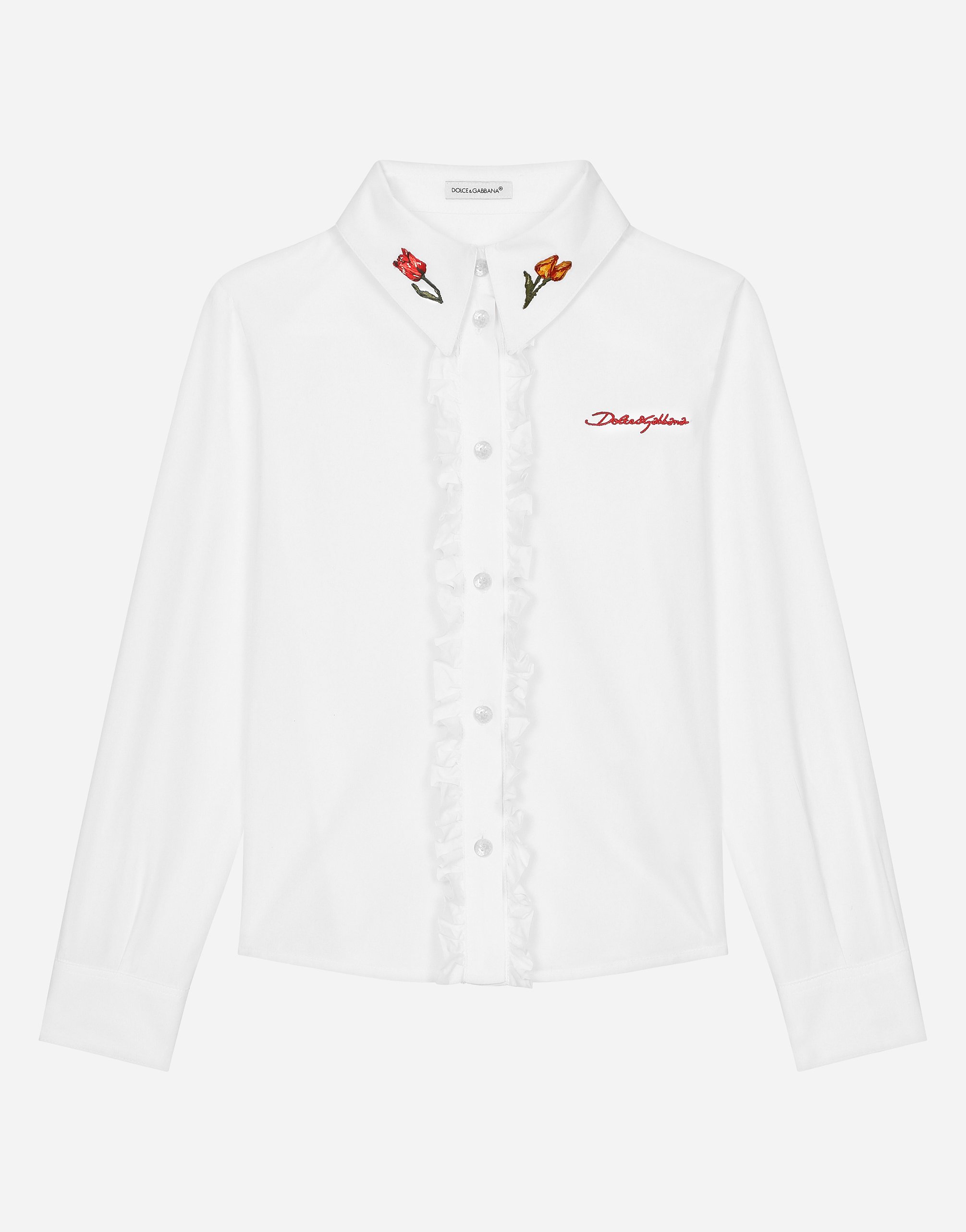 Poplin shirt with tulip detail and Dolce&Gabbana logo