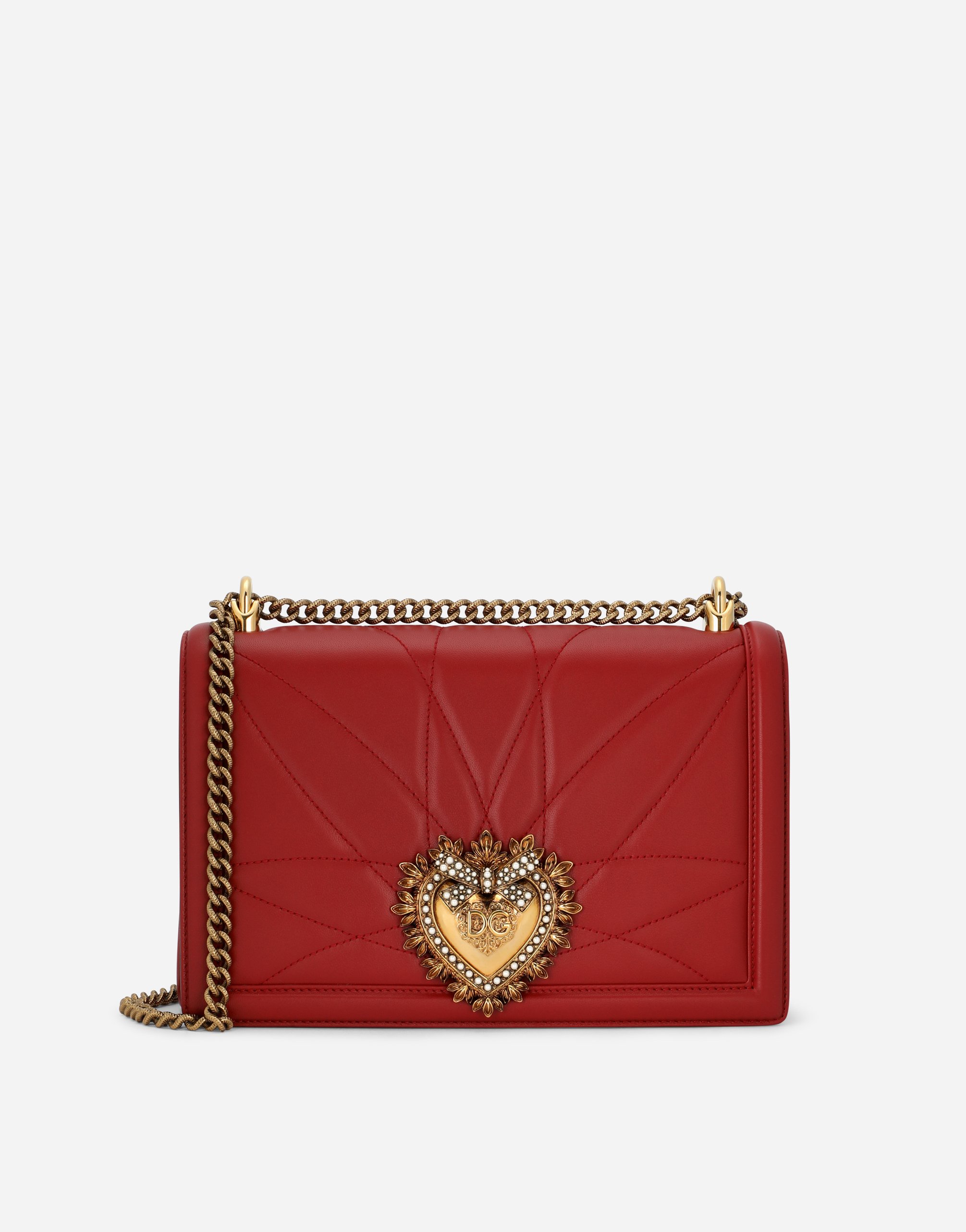 Dolce & Gabbana Large Devotion Bag In Quilted Nappa Leather In Red