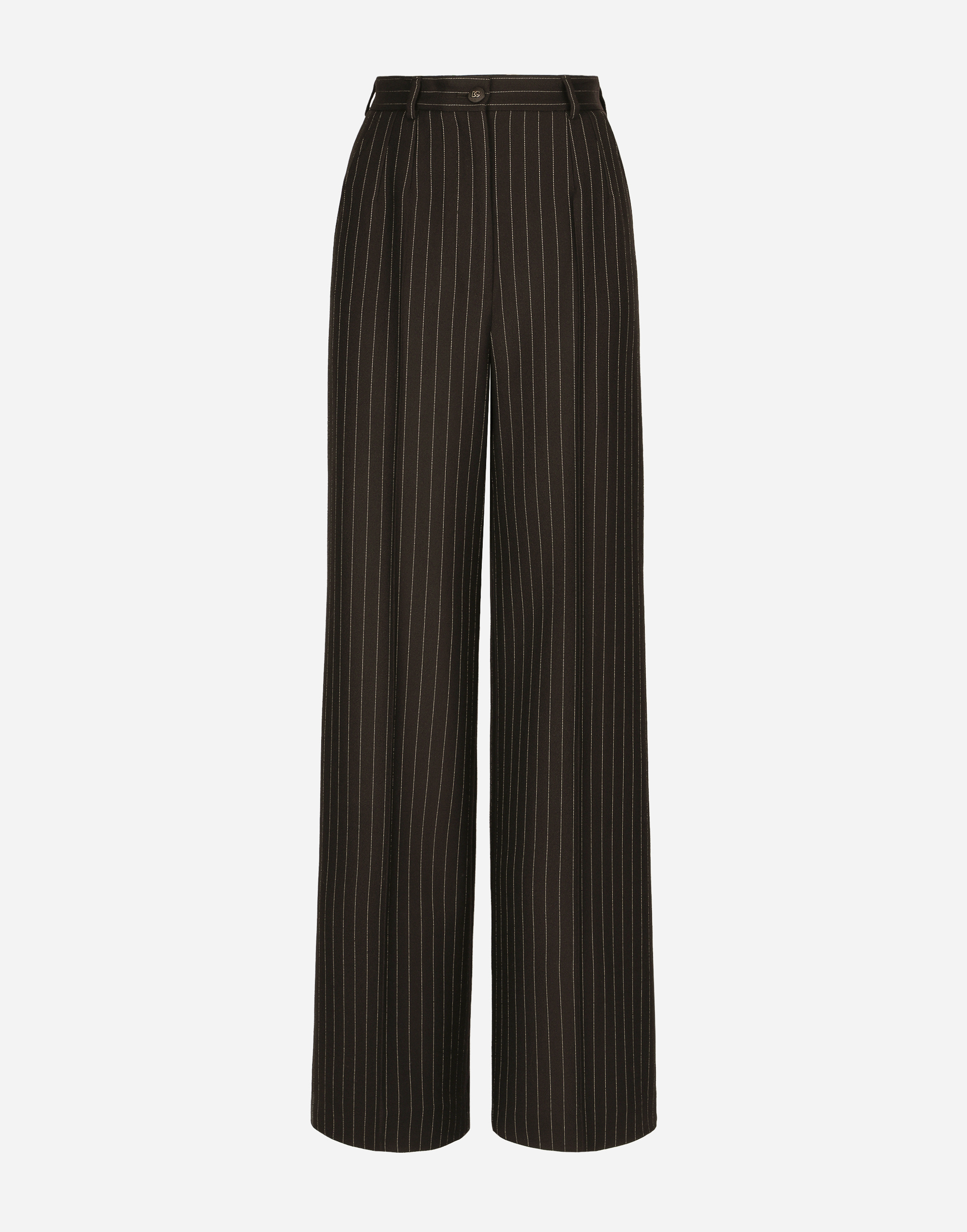 Dolce & Gabbana Pinstripe Wool Palazzo Trousers In Multicolor
