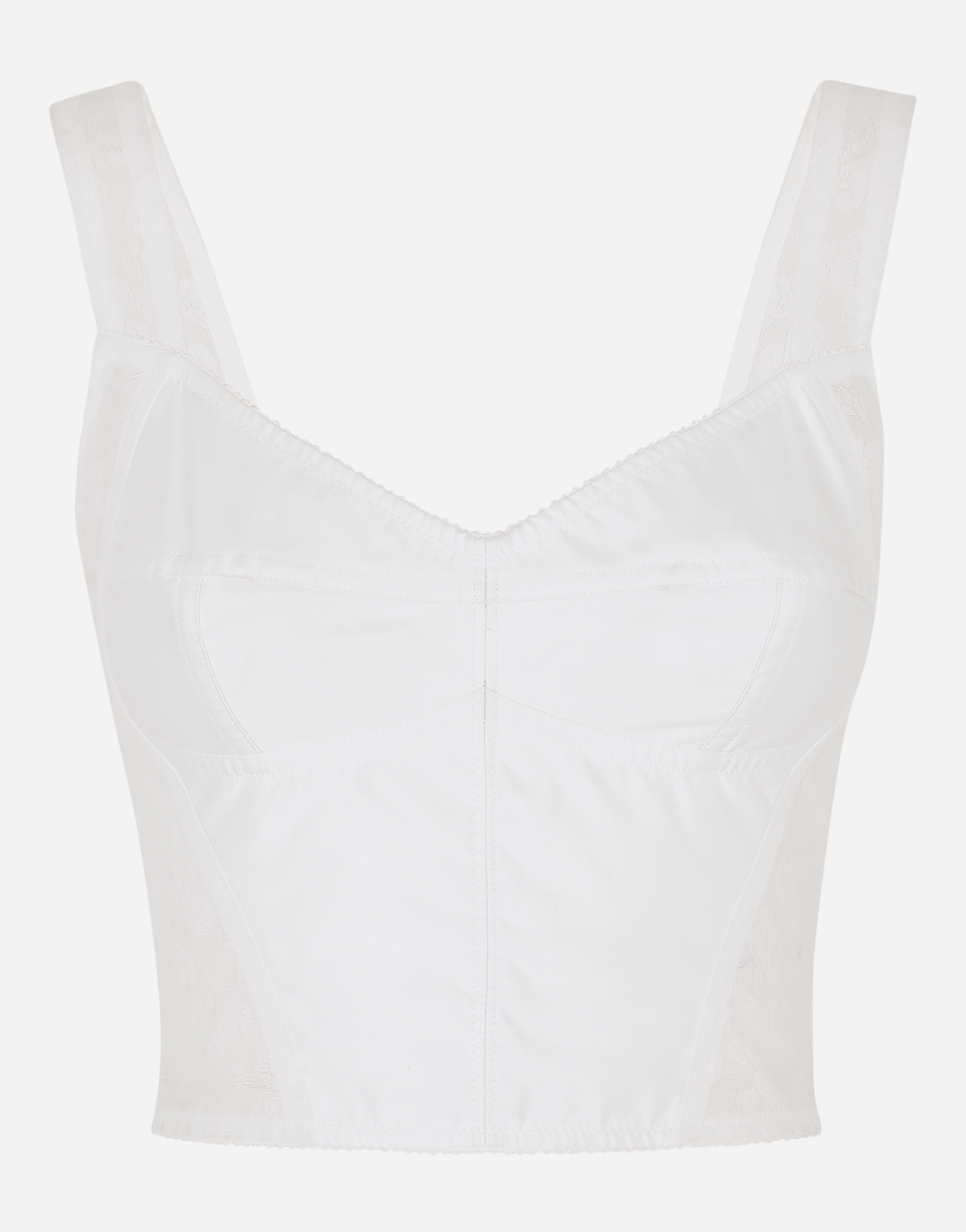 Dolce & Gabbana Cropped Lace Panel Top In White