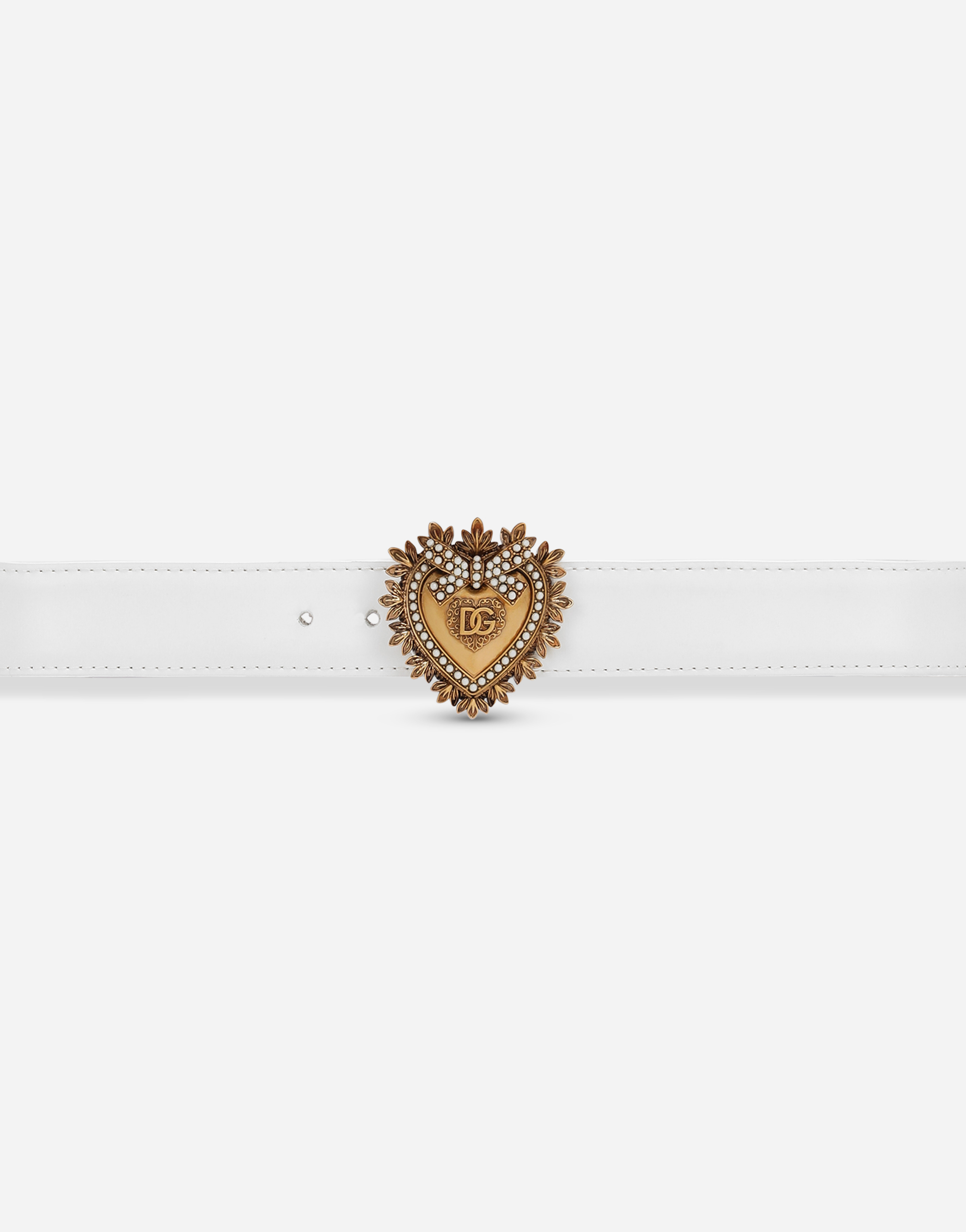 Dolce & Gabbana Devotion Leather Belt In White
