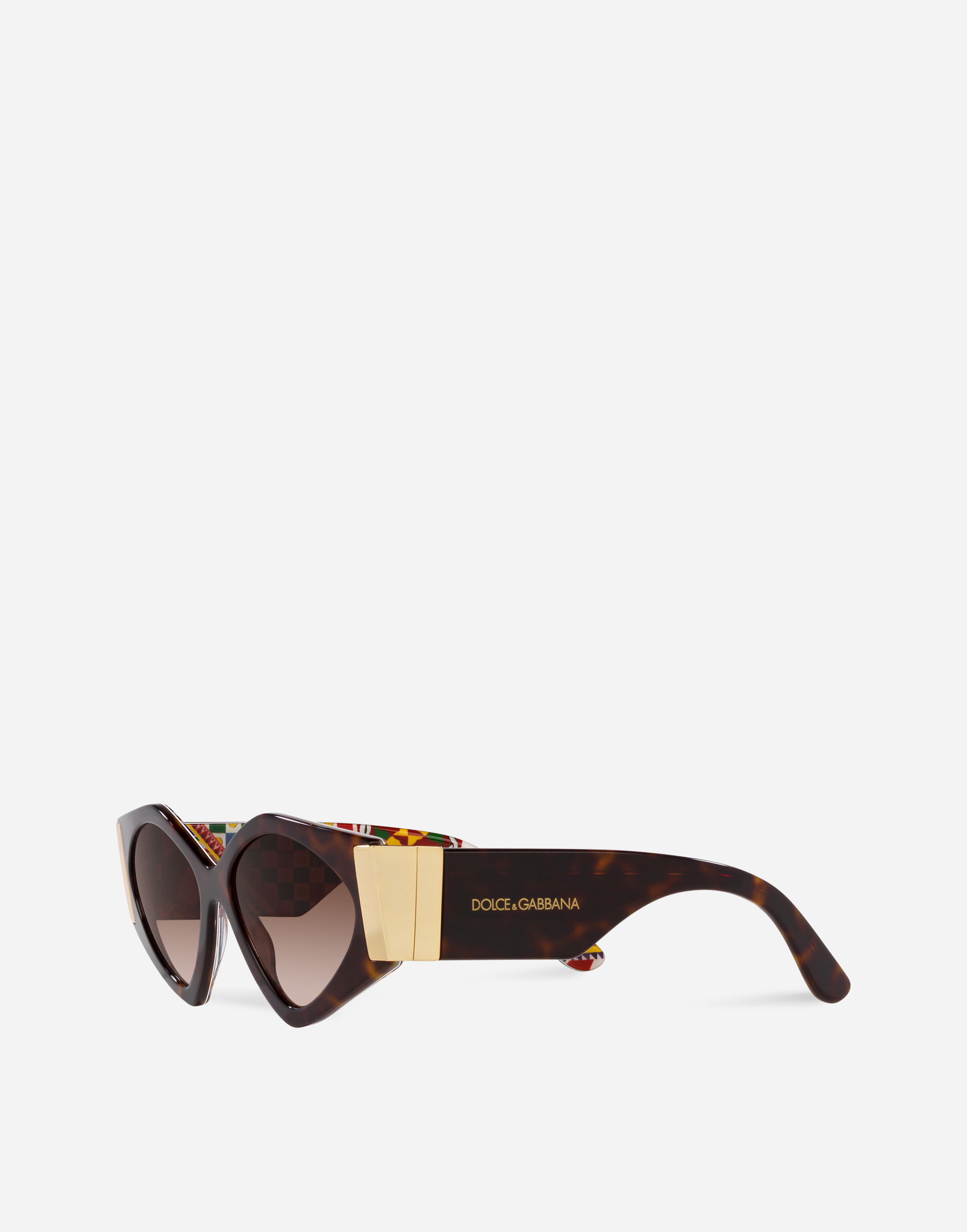 Shop Dolce & Gabbana Half Print Sunglasses In Hanava On Carretto