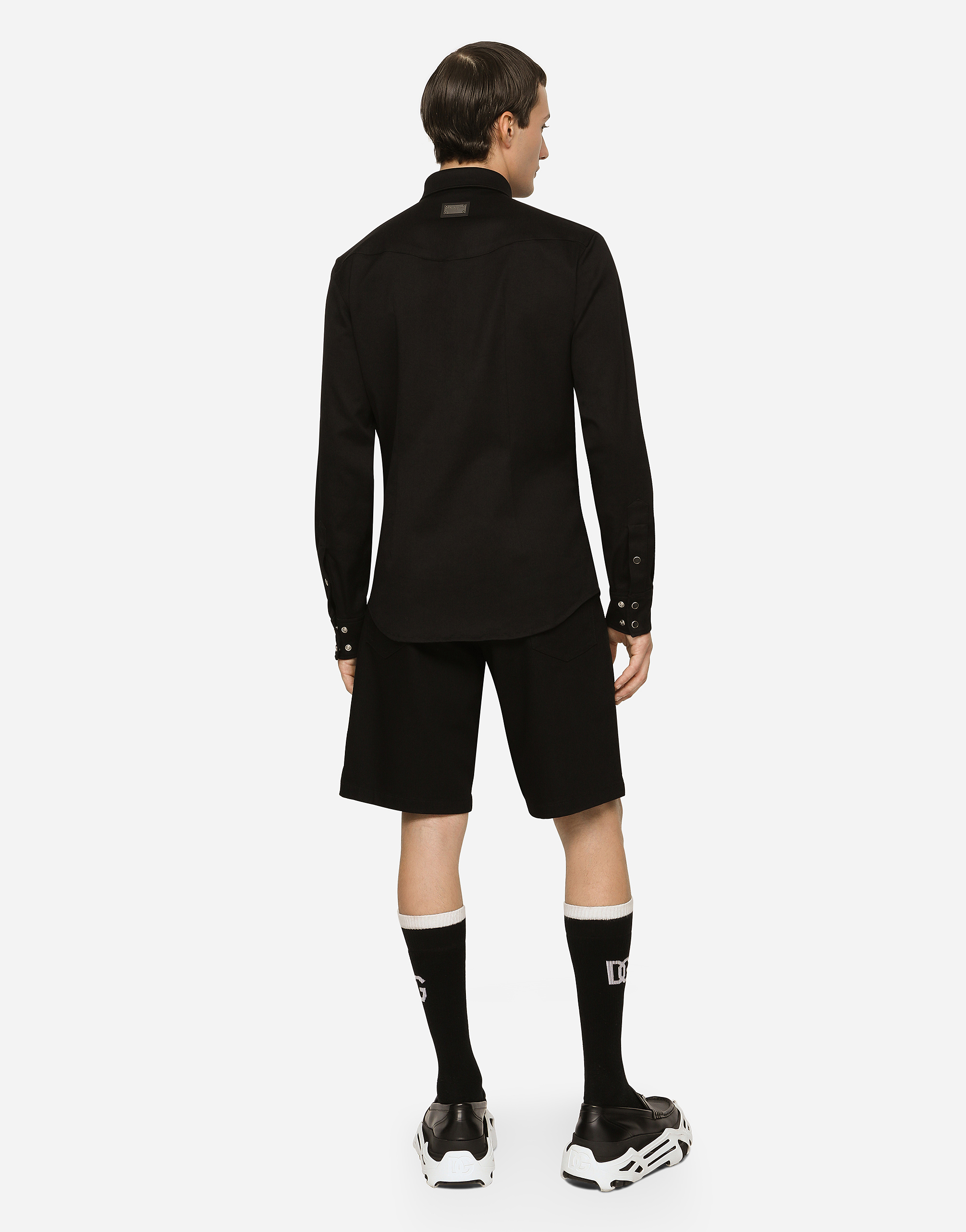 Dolce & Gabbana Black Wash Stretch Denim Shorts In Multicolor
