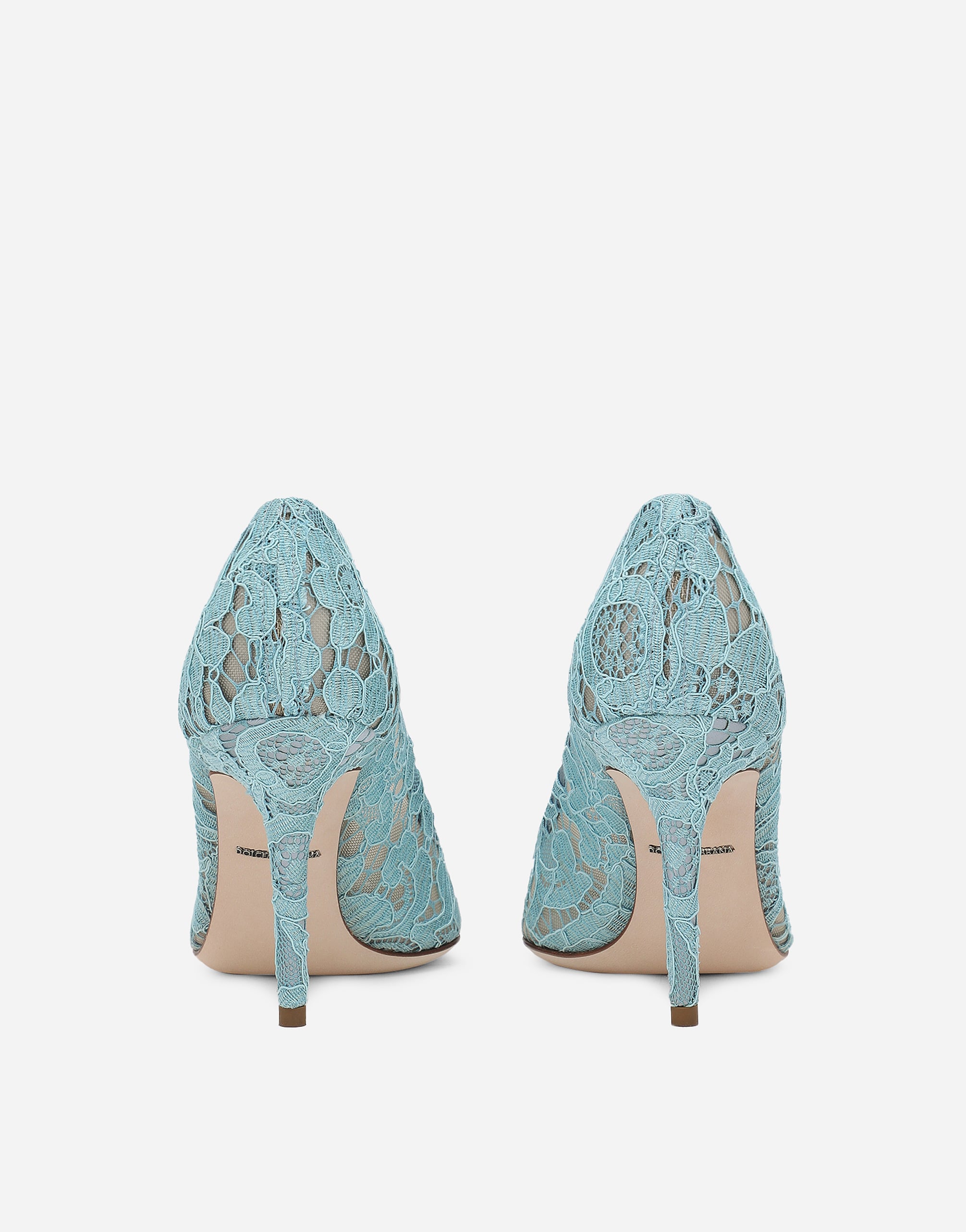  Dolce & Gabbana Pump In Taormina Lace With Crystals - Frau Pumps Und Slingbacks Hellblau Spitze 38.5 