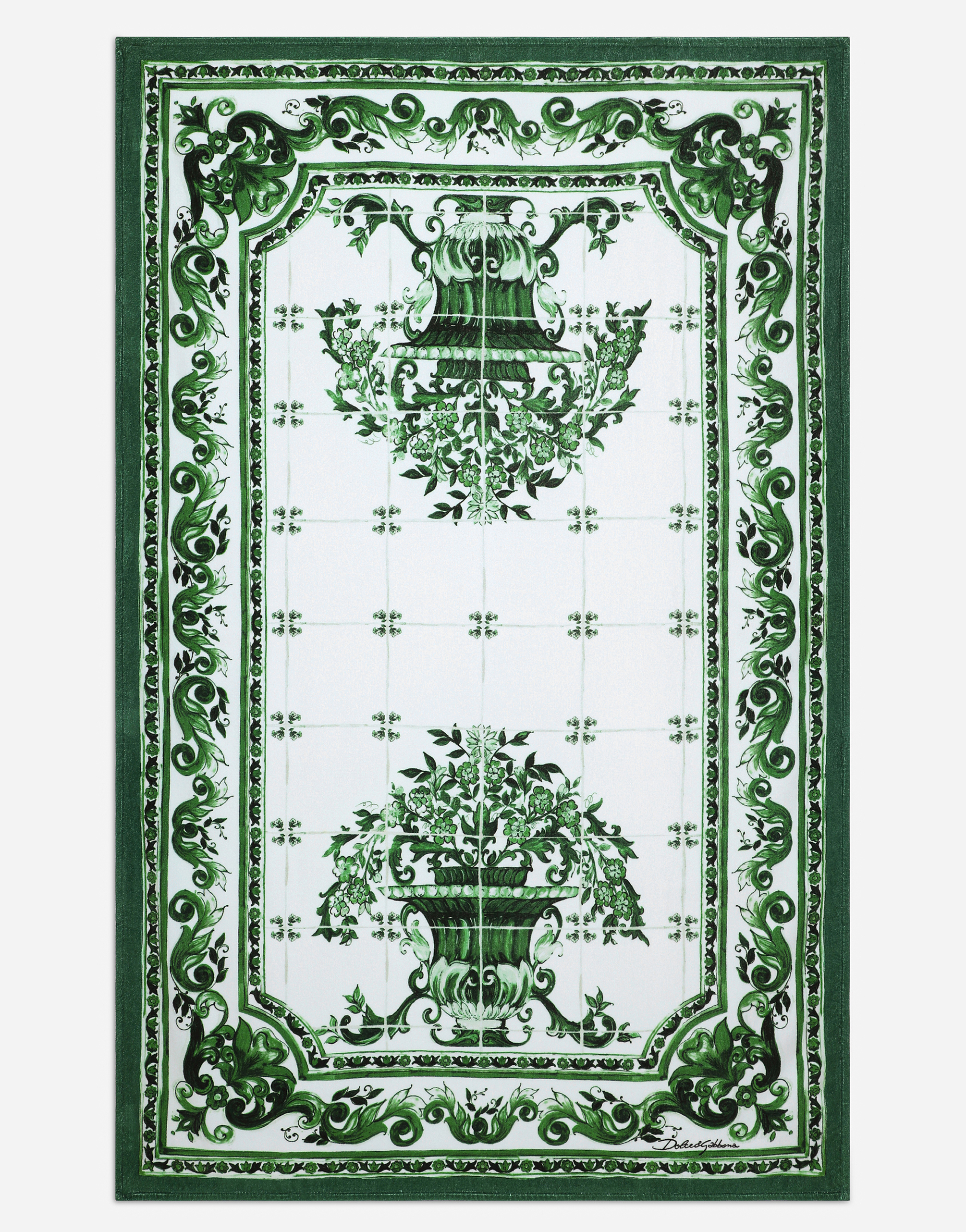 Majolica-print cotton beach towel (115x185)