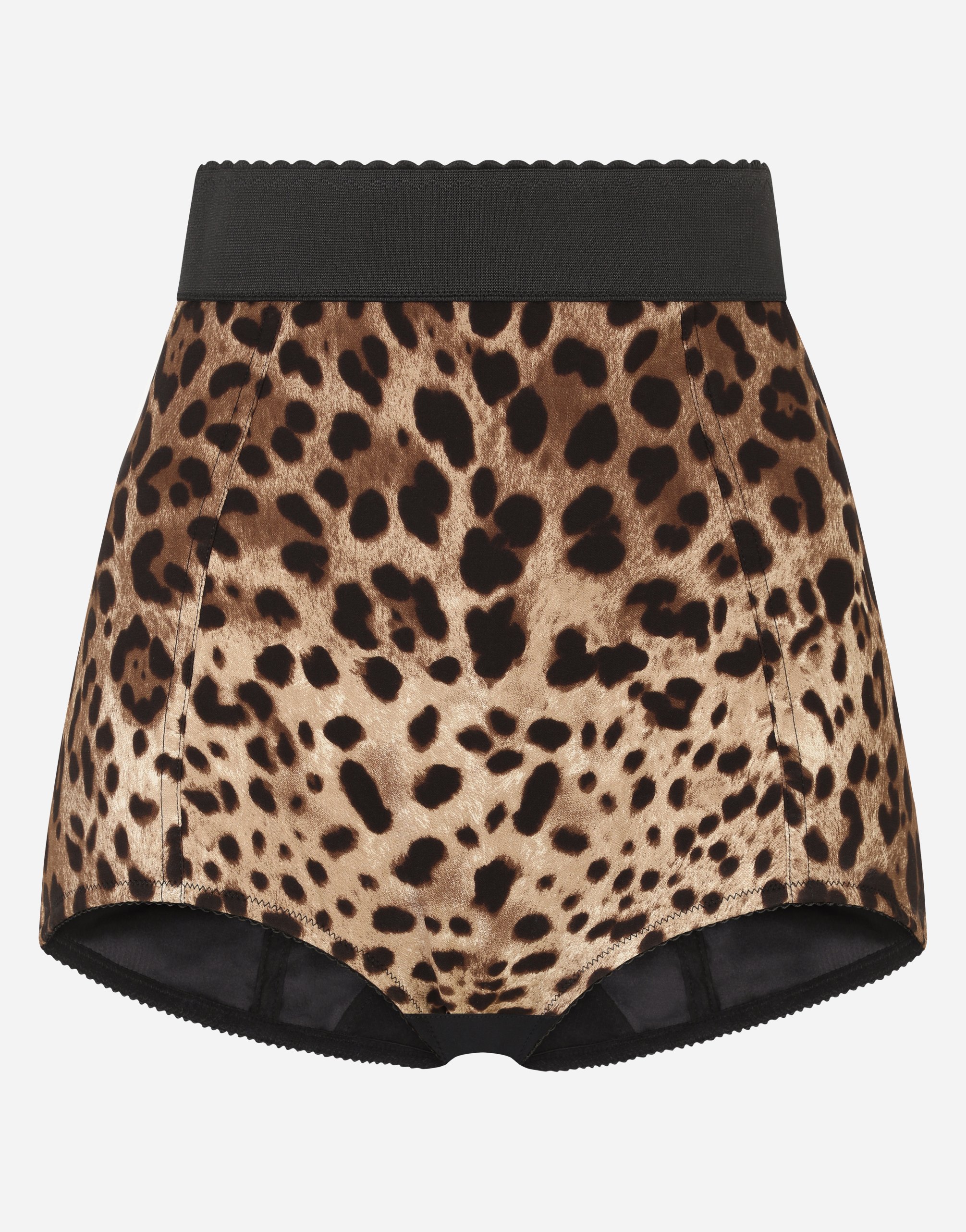 Dolce & Gabbana High-waisted Charmeuse Panties With Leopard Print - Woman Pants And Shorts Animal Print Silk