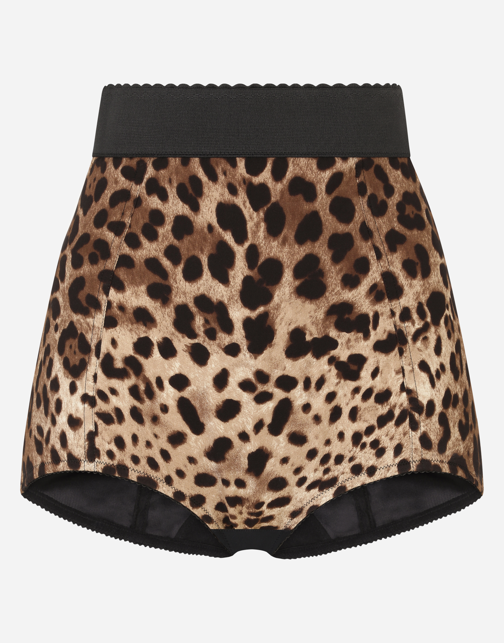 Dolce & Gabbana High-waisted Charmeuse Panties With Leopard Print - Woman Pants And Shorts Animal Print Silk