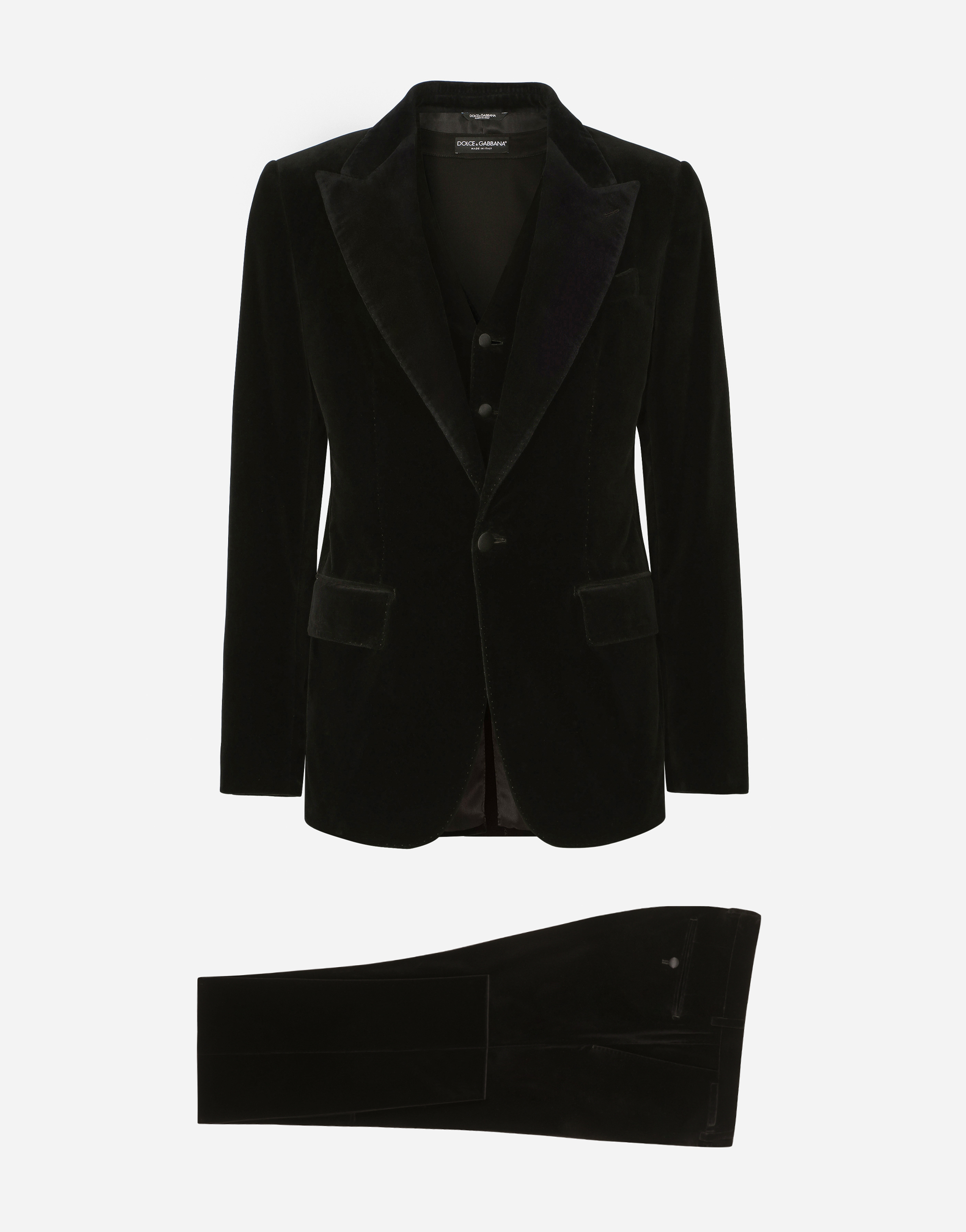 Dolce & Gabbana Single-breasted Smooth Velvet Suit In Black