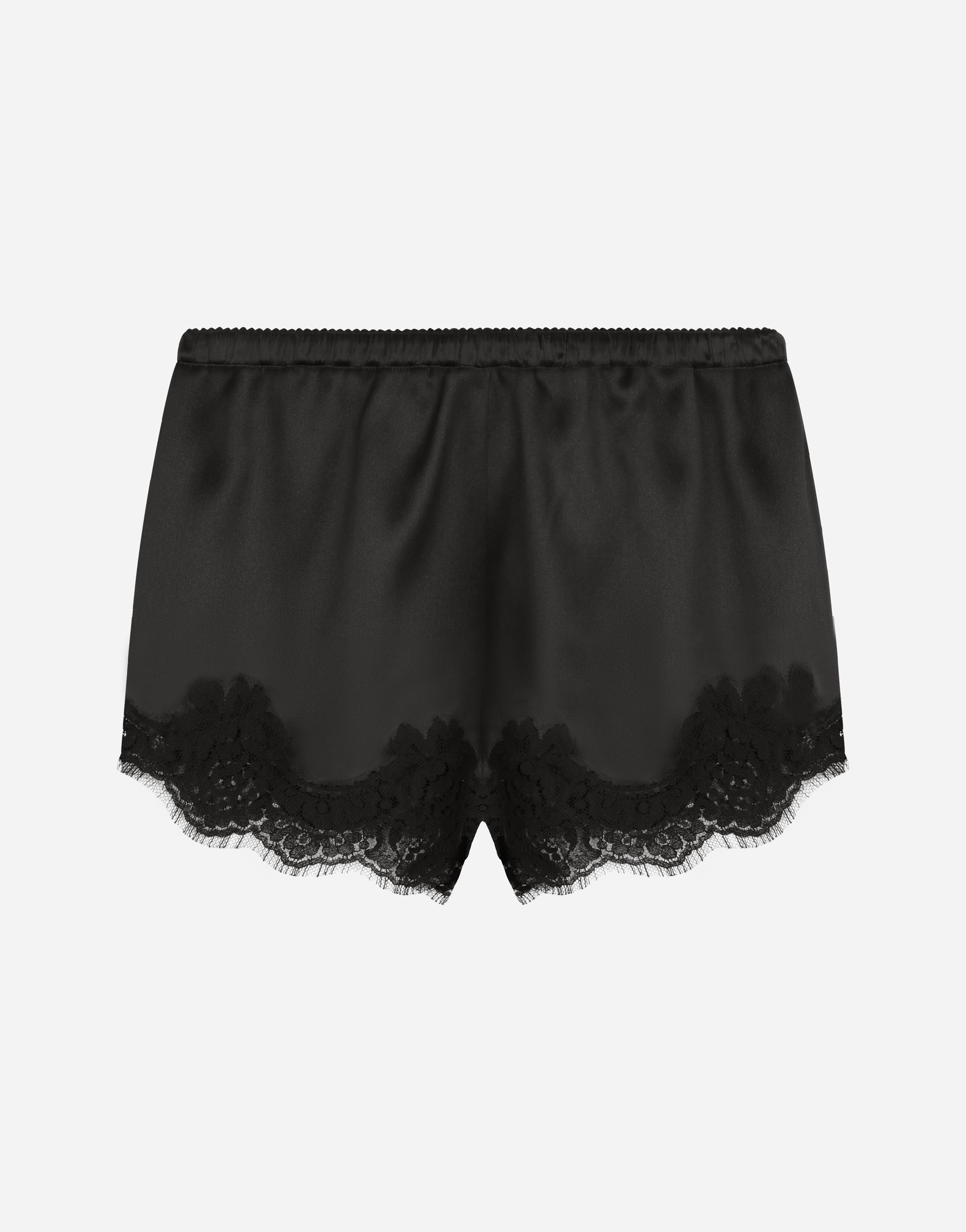 DOLCE & GABBANA SATIN LINGERIE SHORTS WITH LACE DETAILING