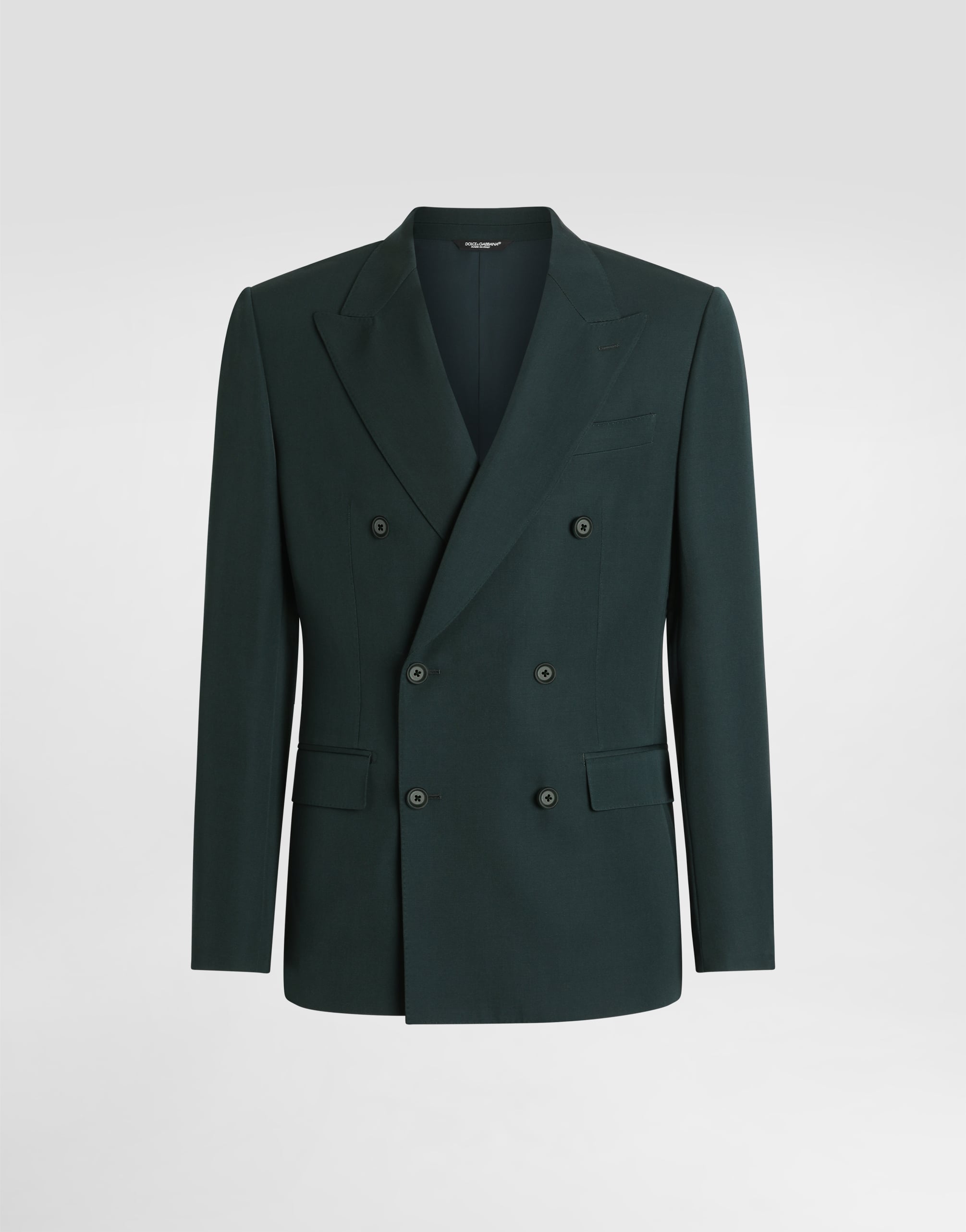 Double-breasted woolen jacket in Green for Men | Dolce&Gabbana®