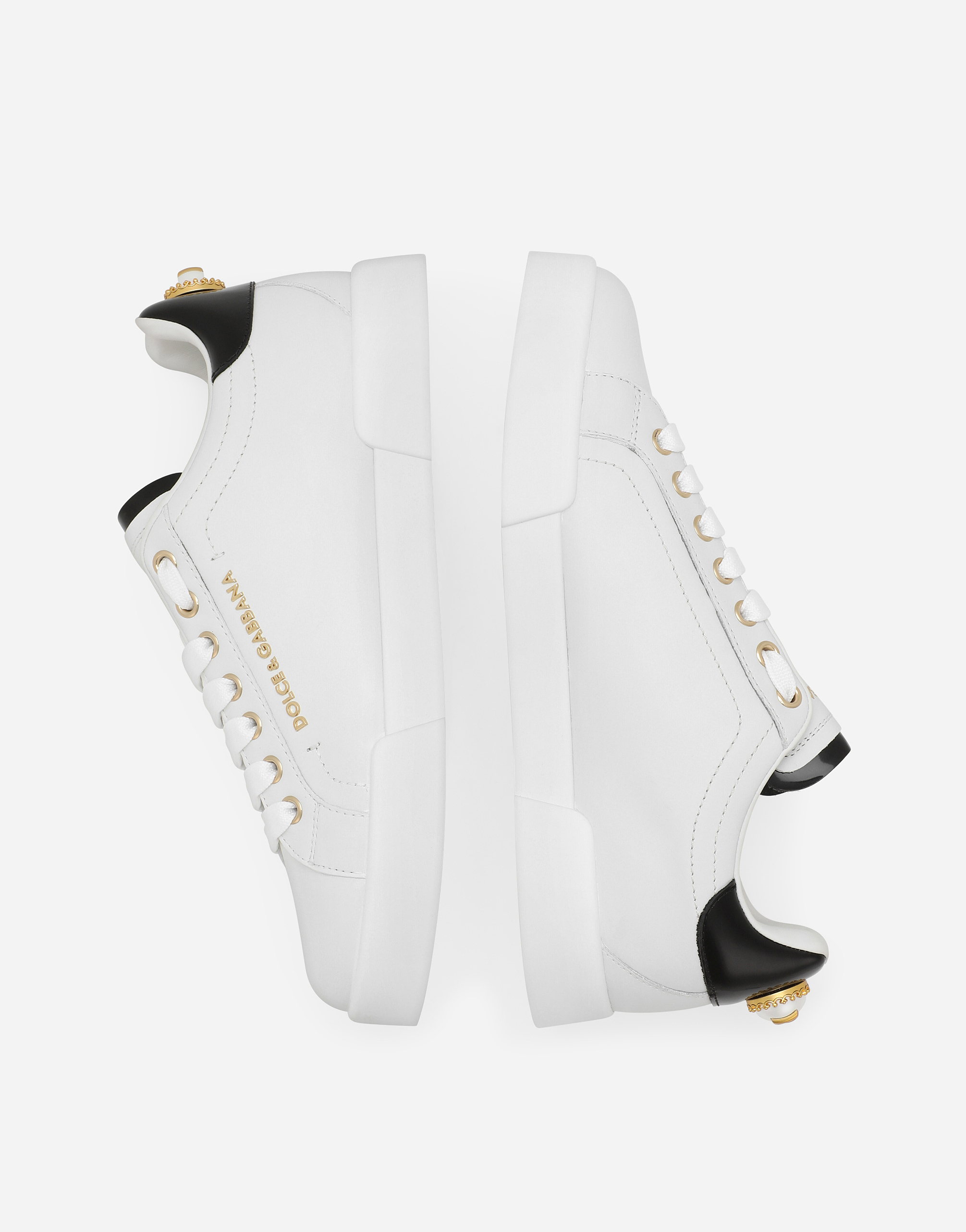 Dolce & Gabbana White Low Top Sneakers With Logo Lettering On The Tongue And Logo Detail On The Heel In Leather Woma In White