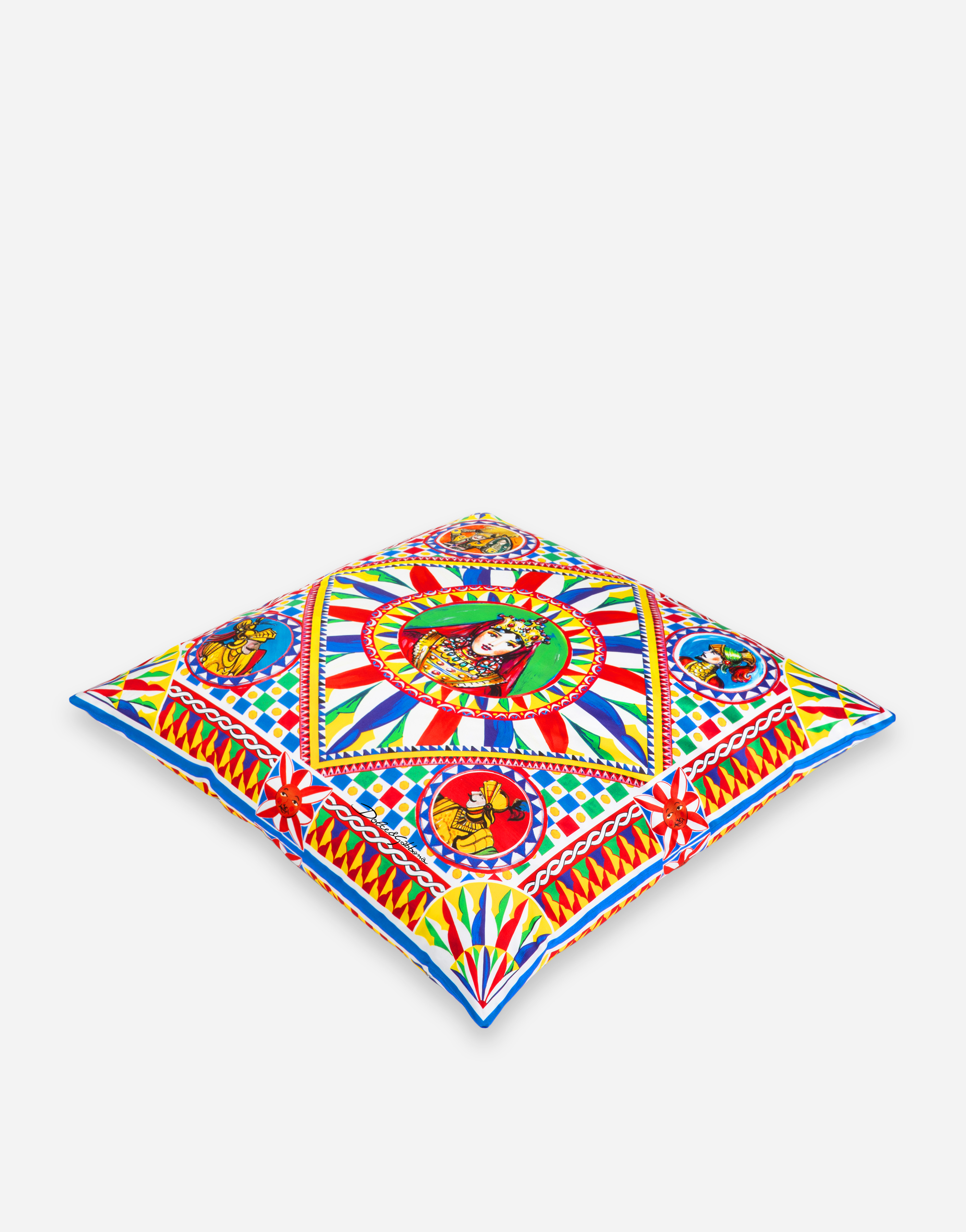 Dolce & Gabbana Duchesse Cotton Cushion Large In Multicolor