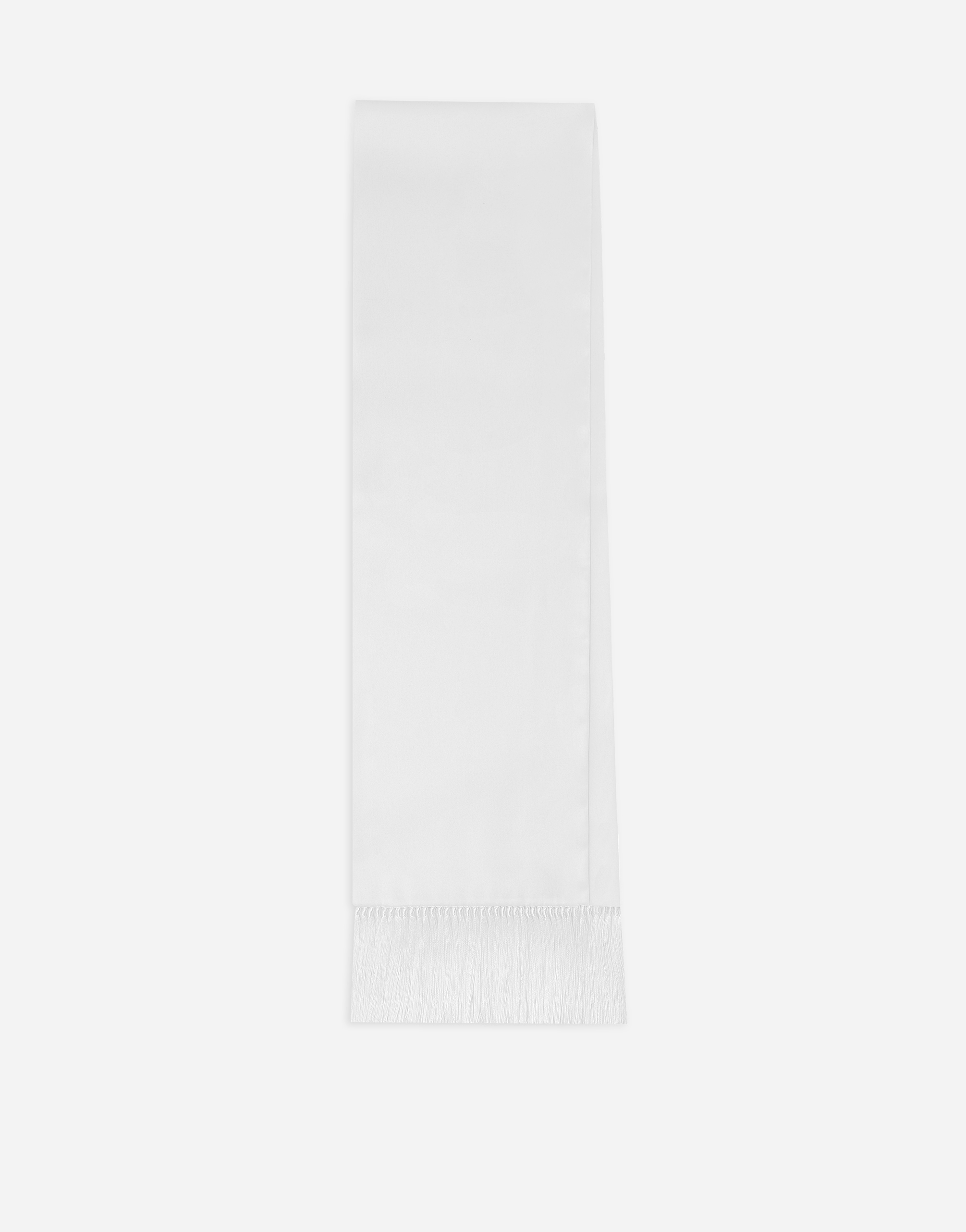 Dolce & Gabbana Silk Satin Scarf With Fringing - Man Scarves And Silks White Silk Onesize