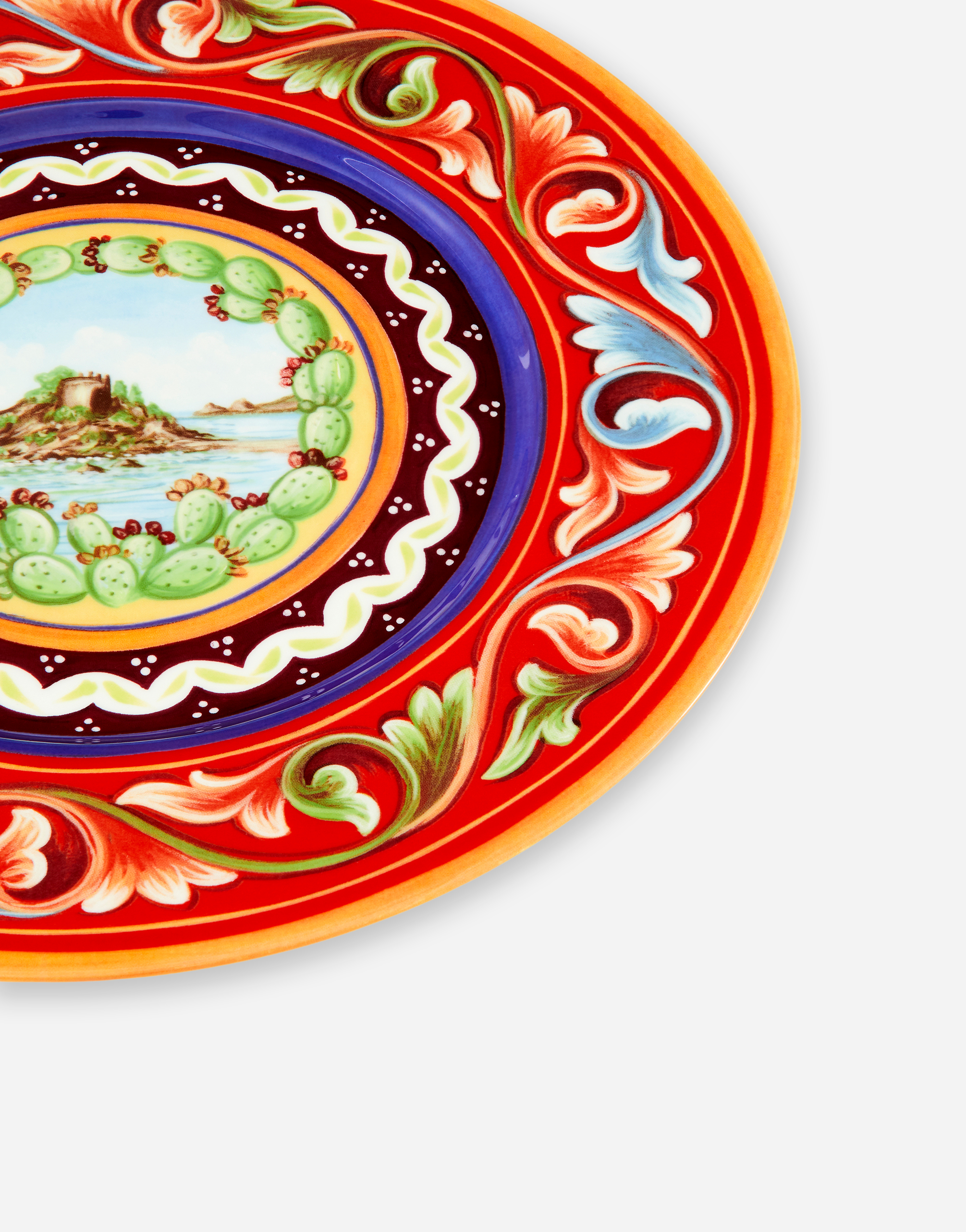 Shop Dolce & Gabbana Set 2 Dinner Plates In Fine Porcelain In Multicolor