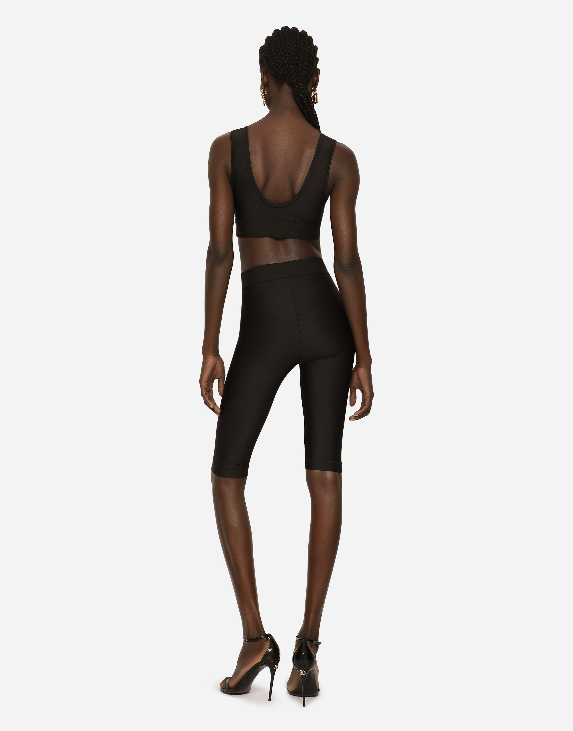 Dolce & Gabbana Black Sports Bra With Branded Band In Stretch Tech Fabric Woman In Black