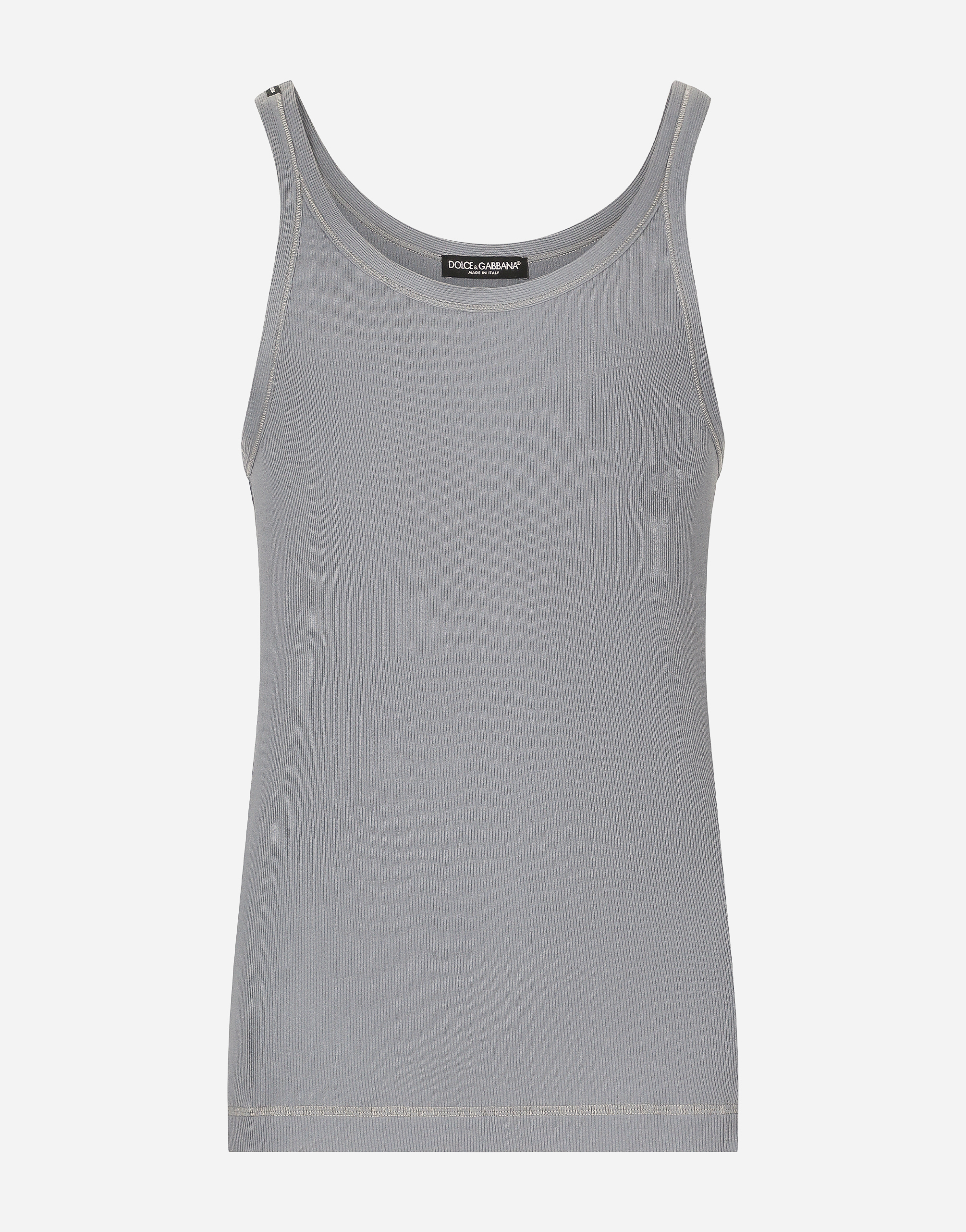 グレーのメンズ Fine-rib cotton singlet | Dolce&Gabbana®