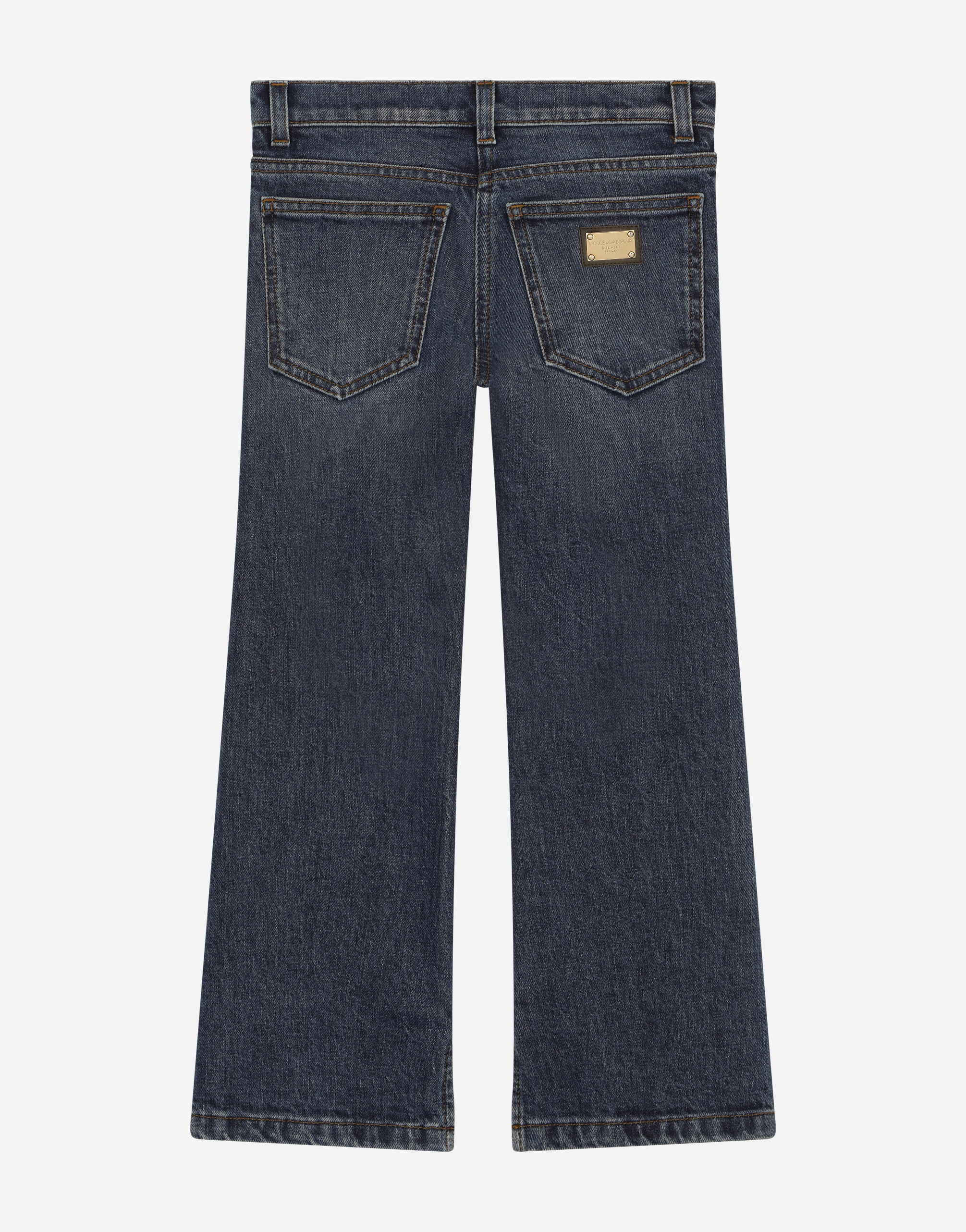 5-pocket denim pants with embroidery