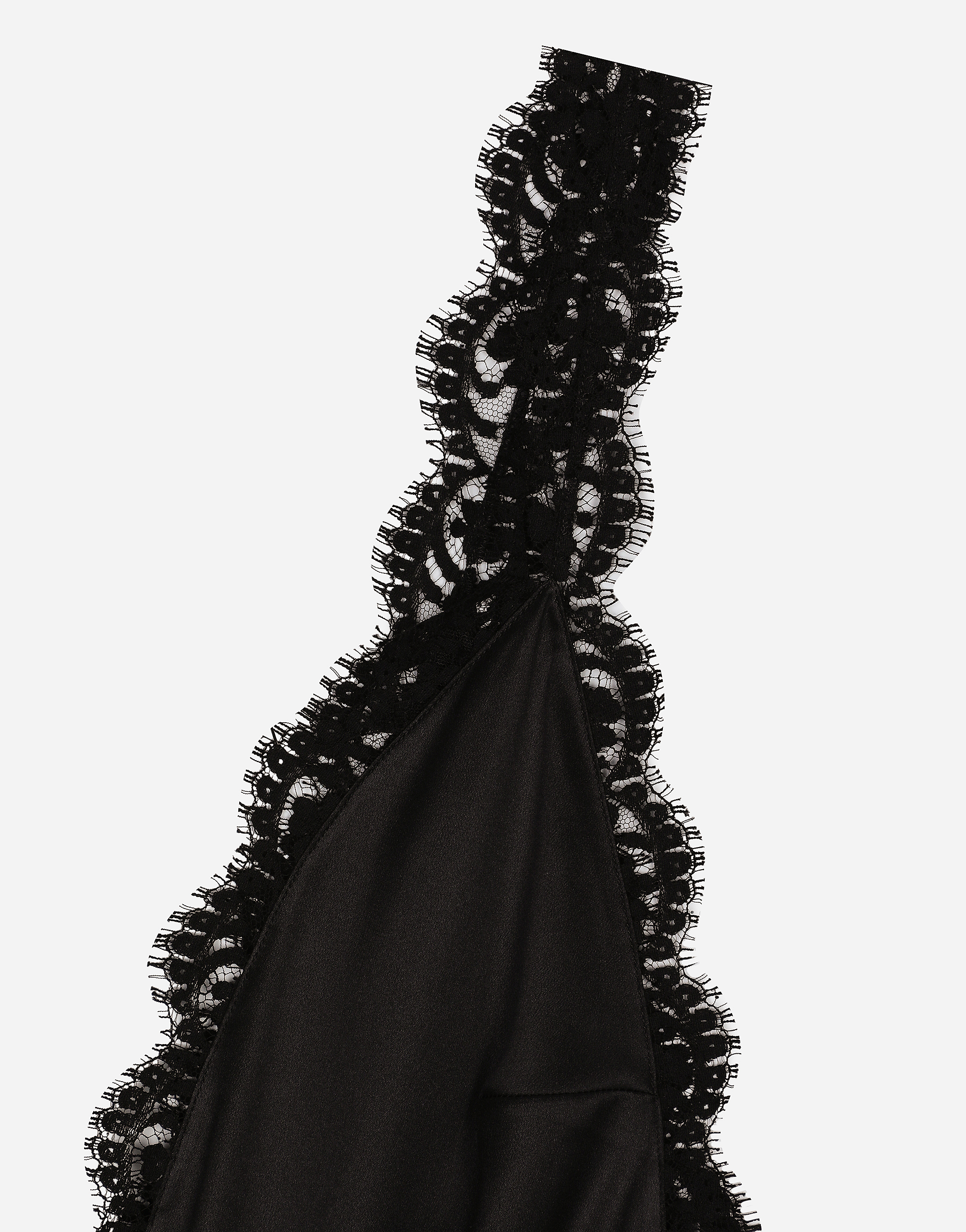 Dolce & Gabbana Lace-trimmed Silk-blend Satin Bodysuit In Black