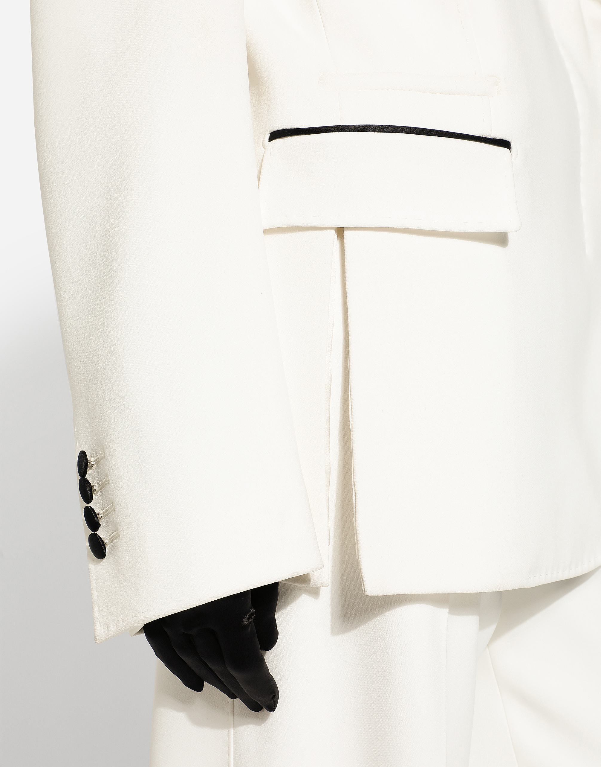 Double-breasted wool crepe jacket with tuxedo lapels