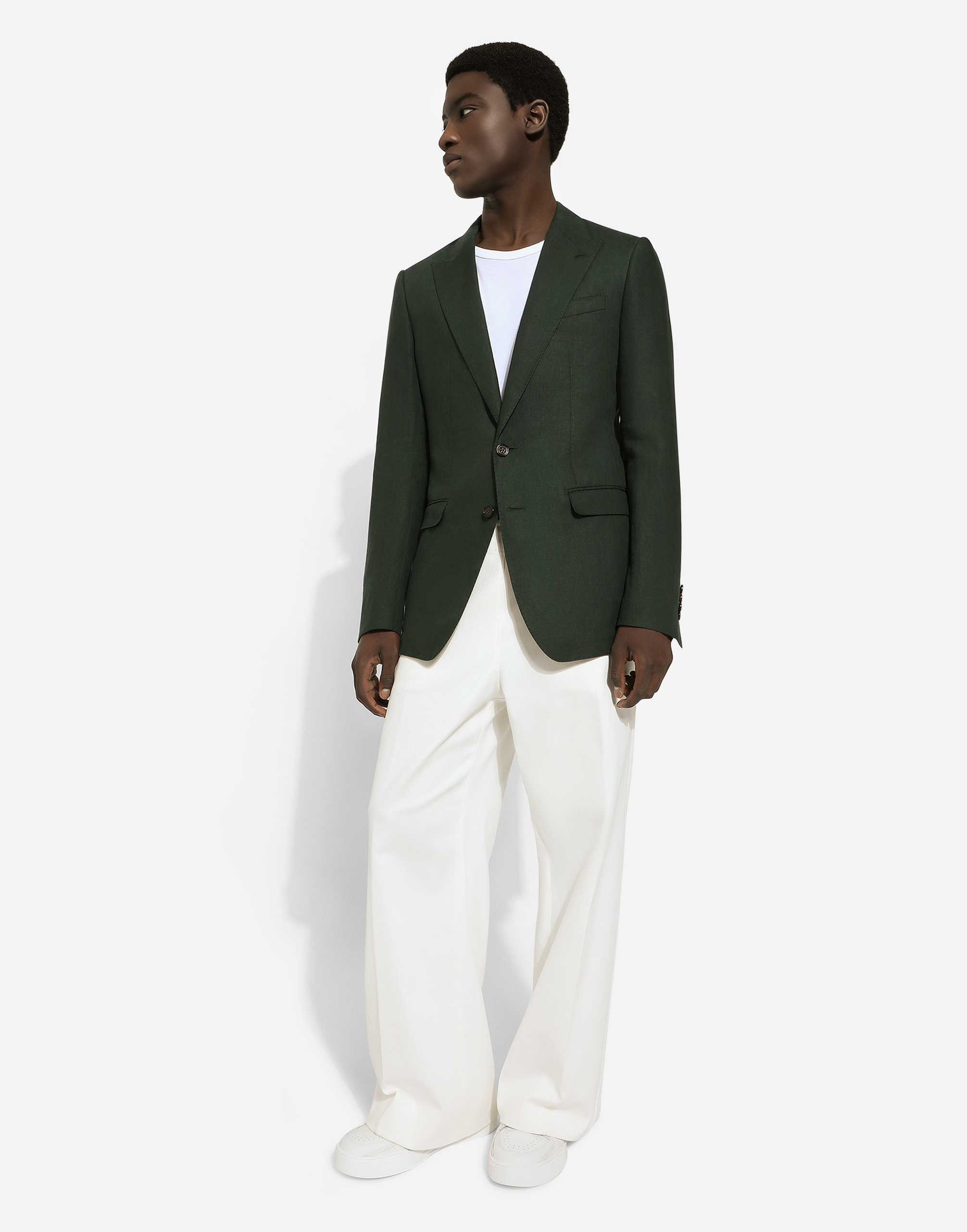 Shop Dolce & Gabbana Single-breasted Linen Taormina-fit Jacket In Green