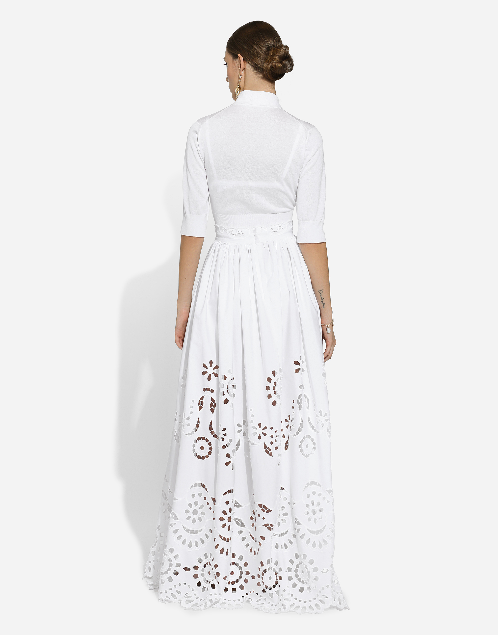 Dolce & Gabbana Long Circle Skirt With Cut-out In ホワイト