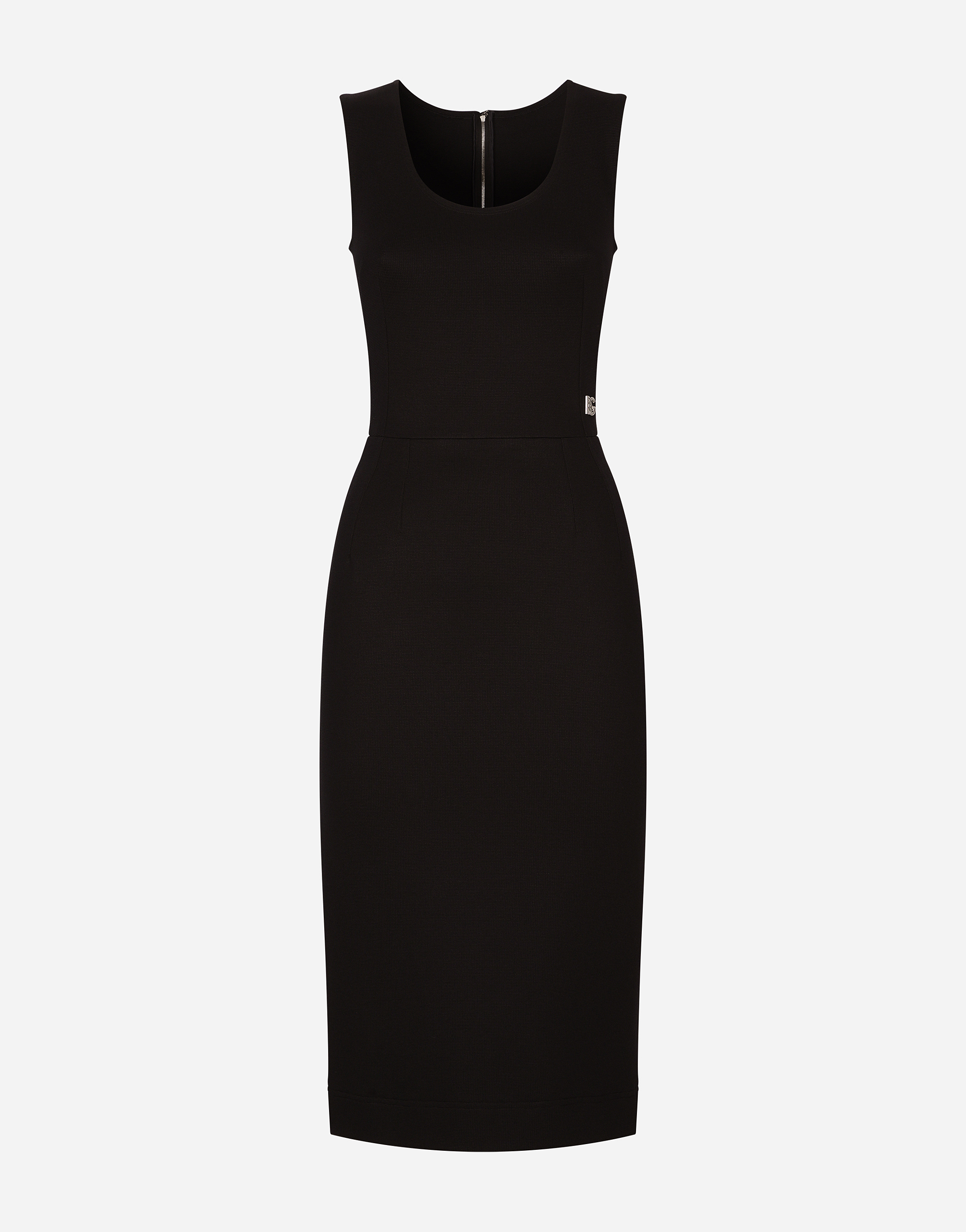 Shop Dolce & Gabbana Sleeveless Milano Rib Midi Dress In Black