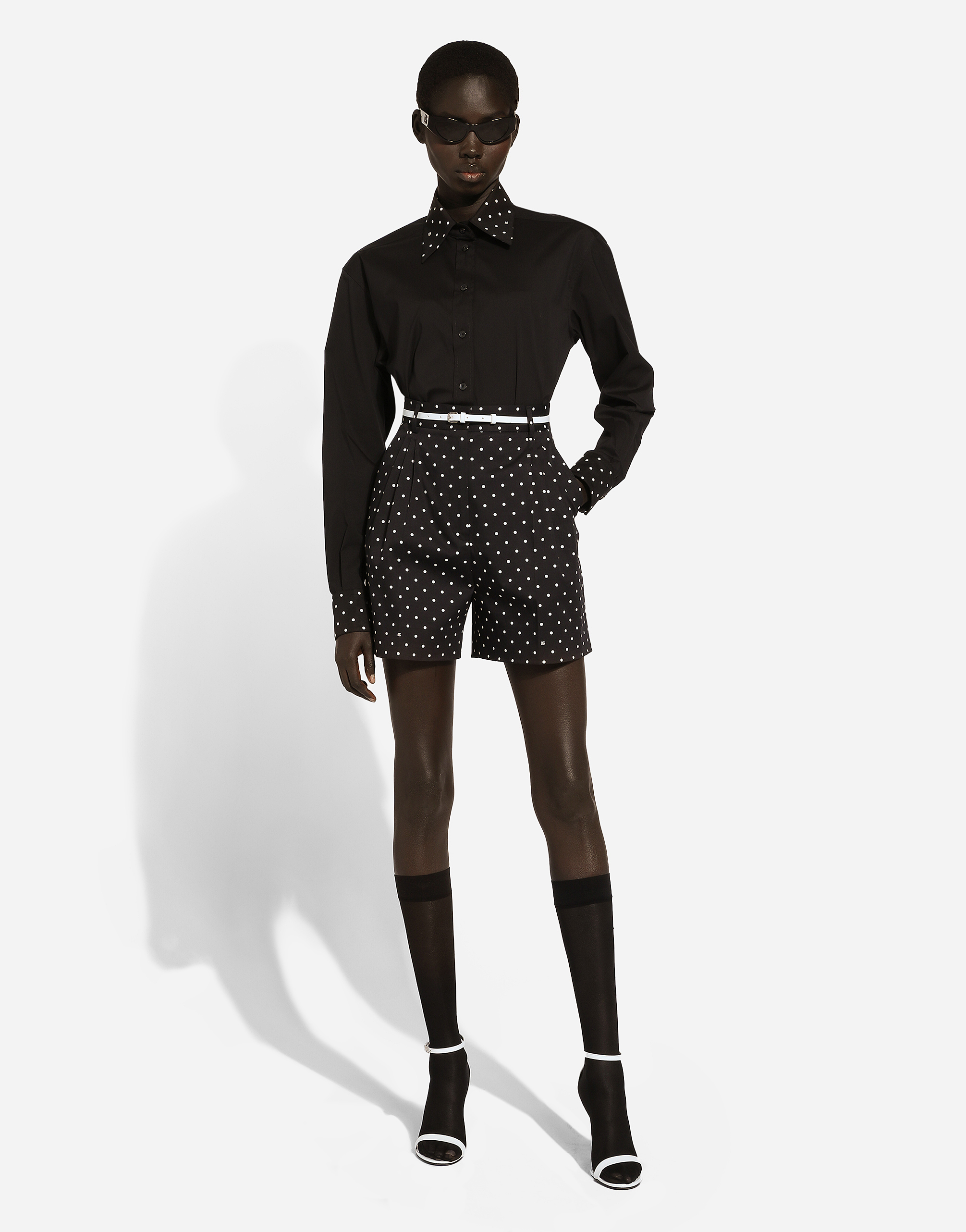 Shop Dolce & Gabbana Polka-dot Cotton Shorts In プリ