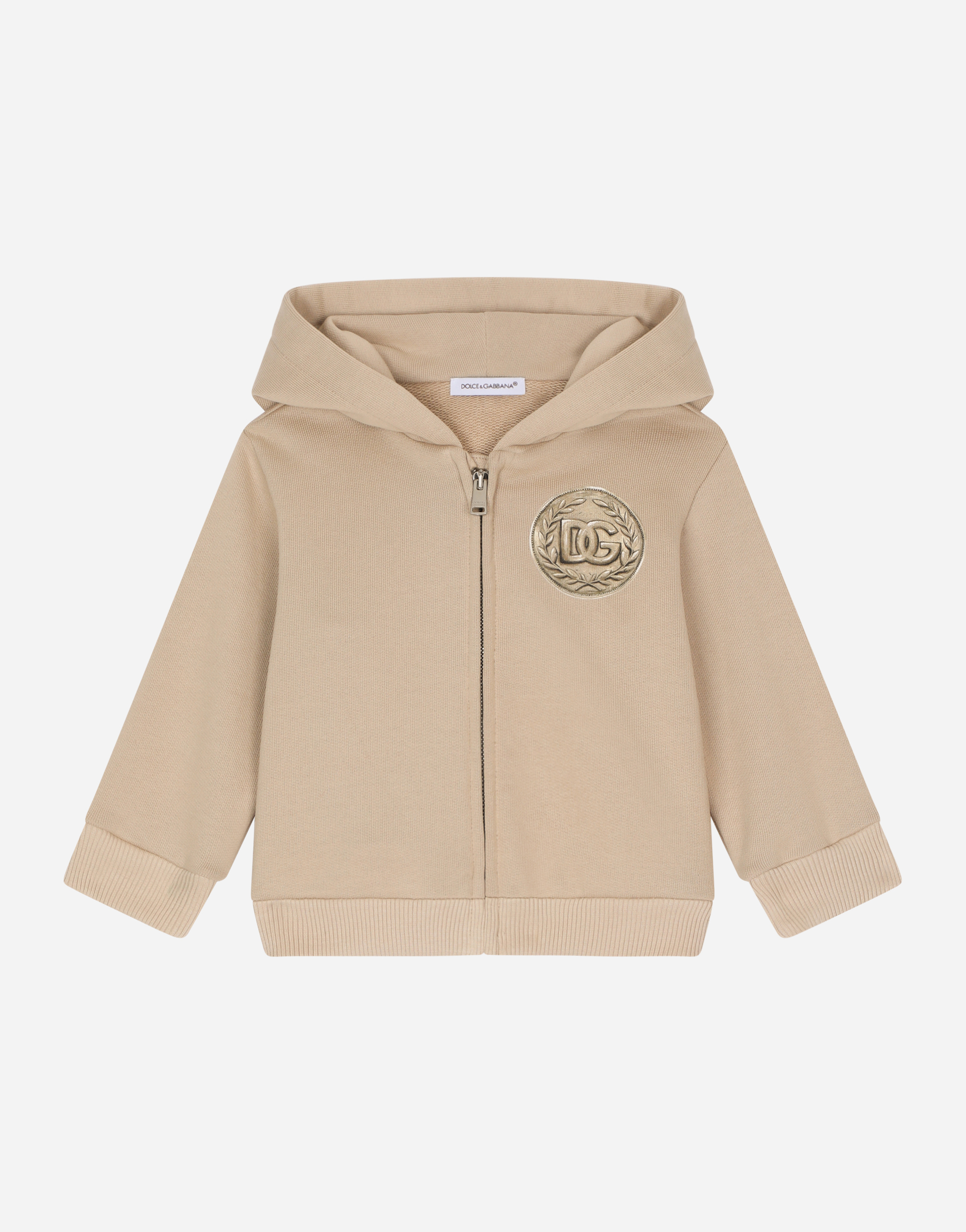 DOLCE & GABBANA ZIP-UP JERSEY HOODIE WITH COIN PRINT