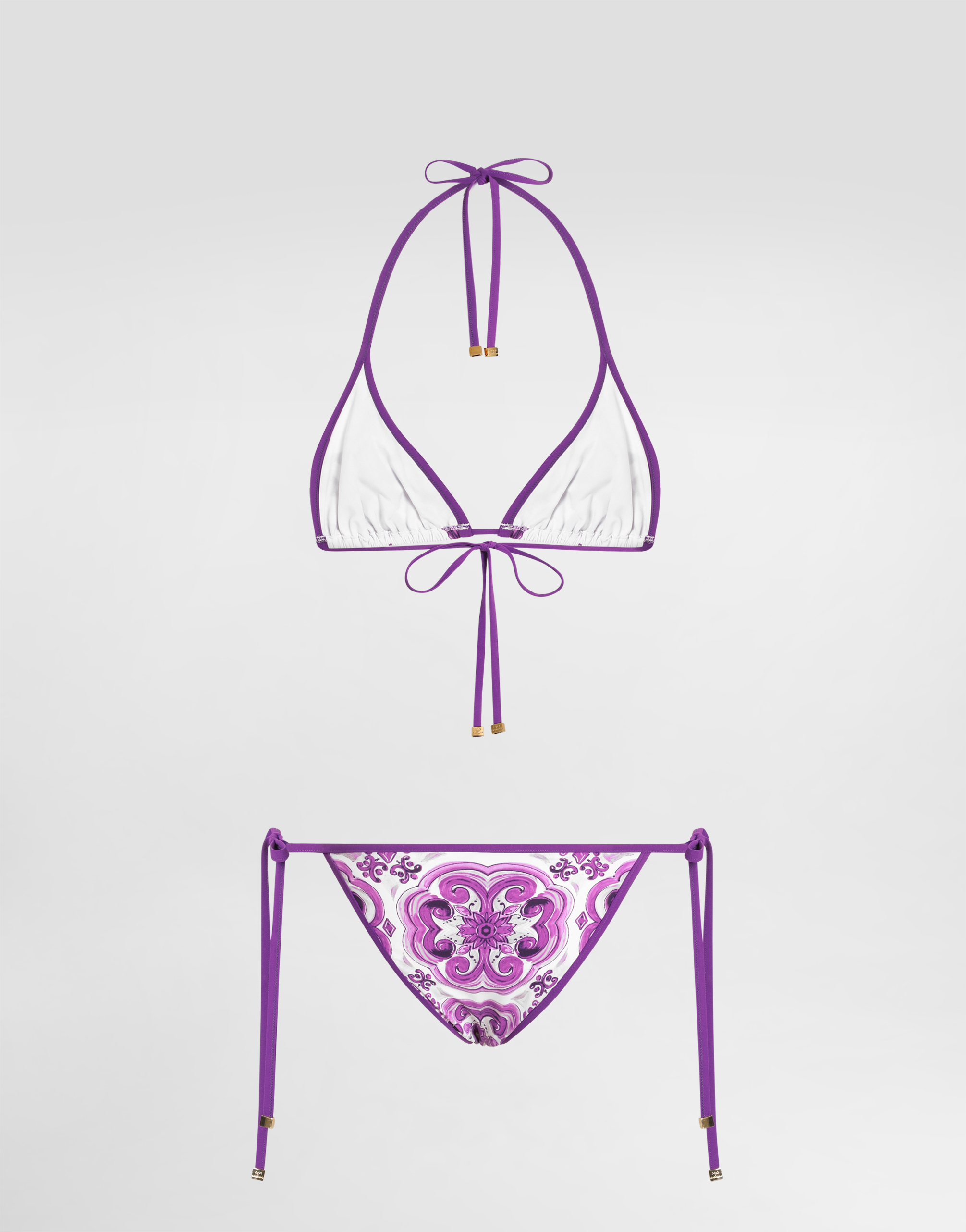Dolce & Gabbana Maiolica Printed Triangle Bikini