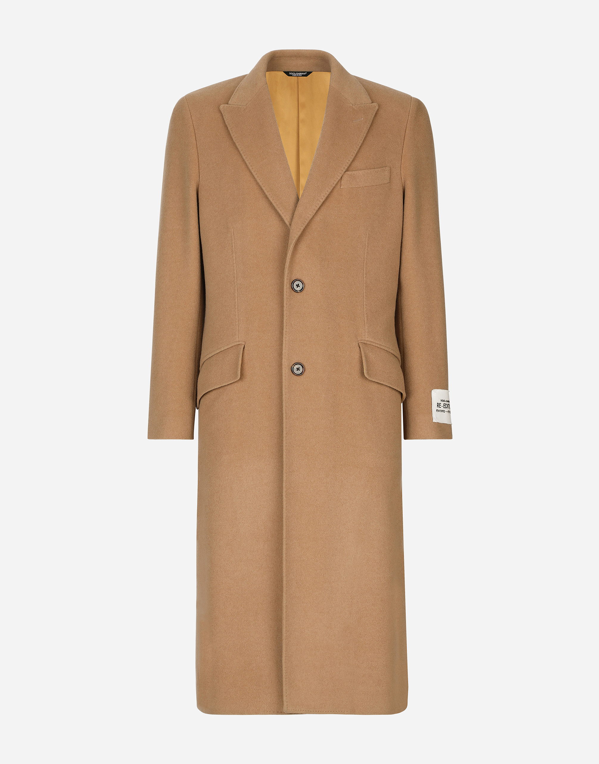 Dolce & Gabbana Single-breasted Camel Wool Coat In Pale Pink