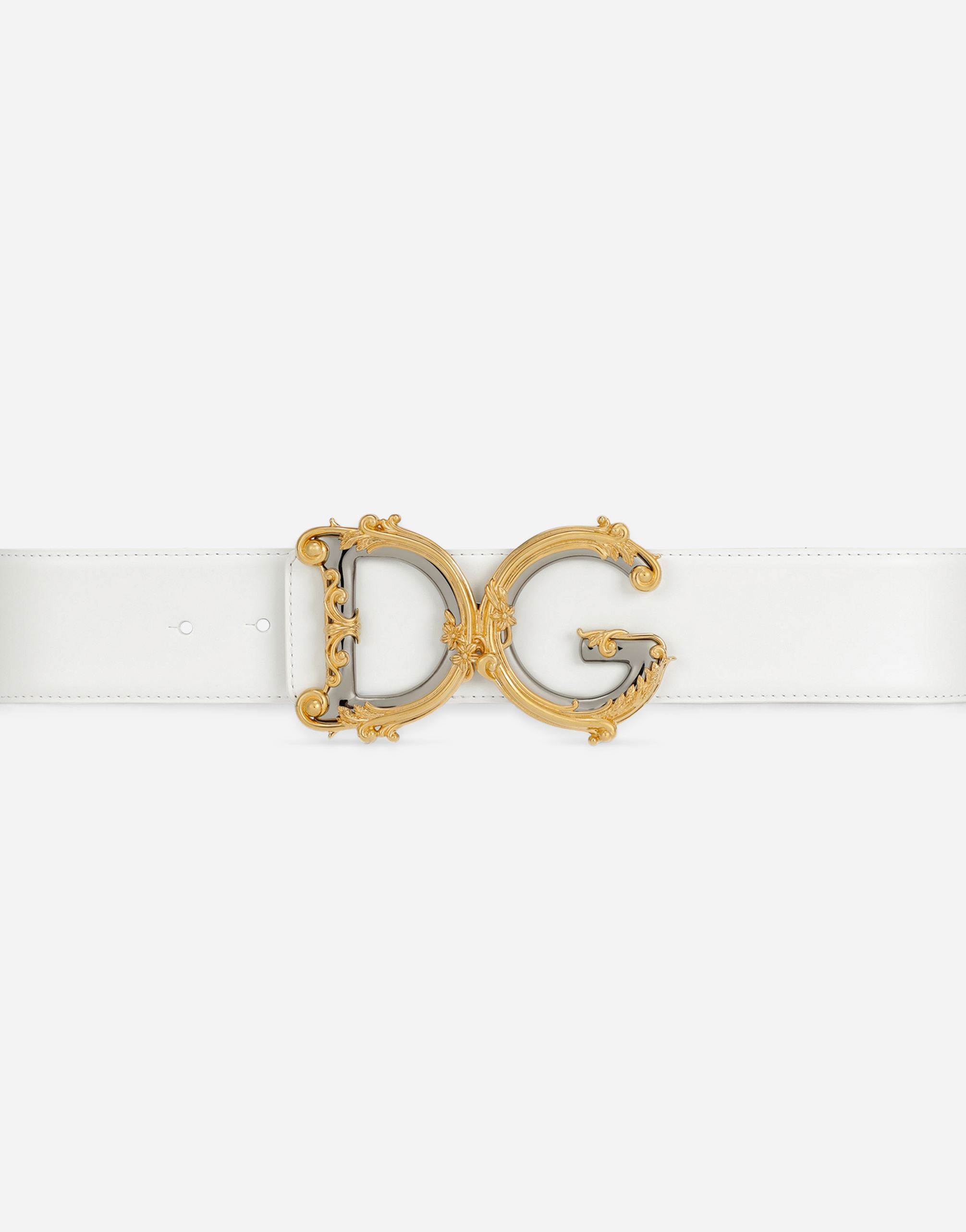 Shop Dolce & Gabbana Calfskin Belt With Logo In White
