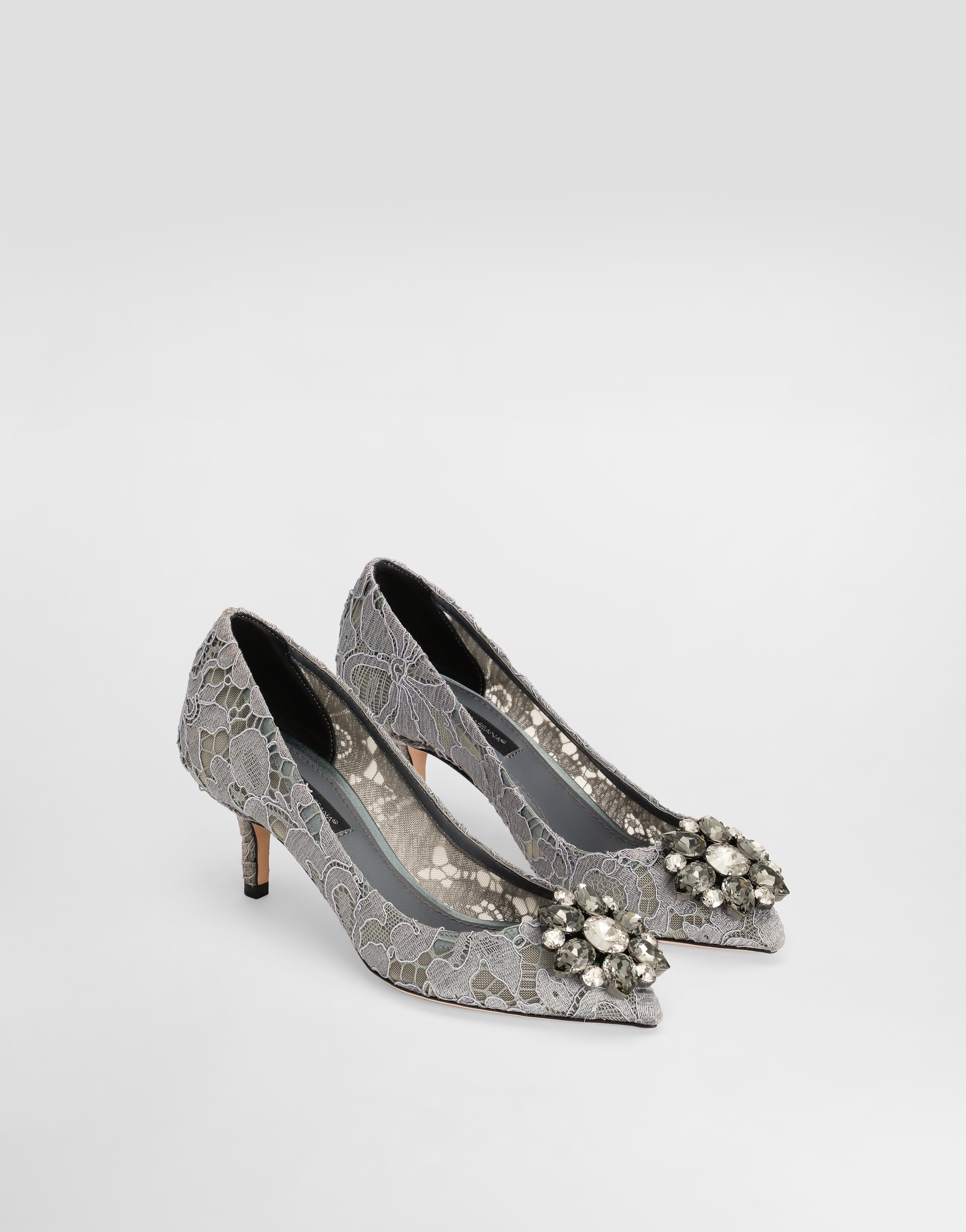  Dolce & Gabbana Pump In Taormina Lace With Crystals - Femme Escarpins Et Slingbacks Gris Dentelle 36 
