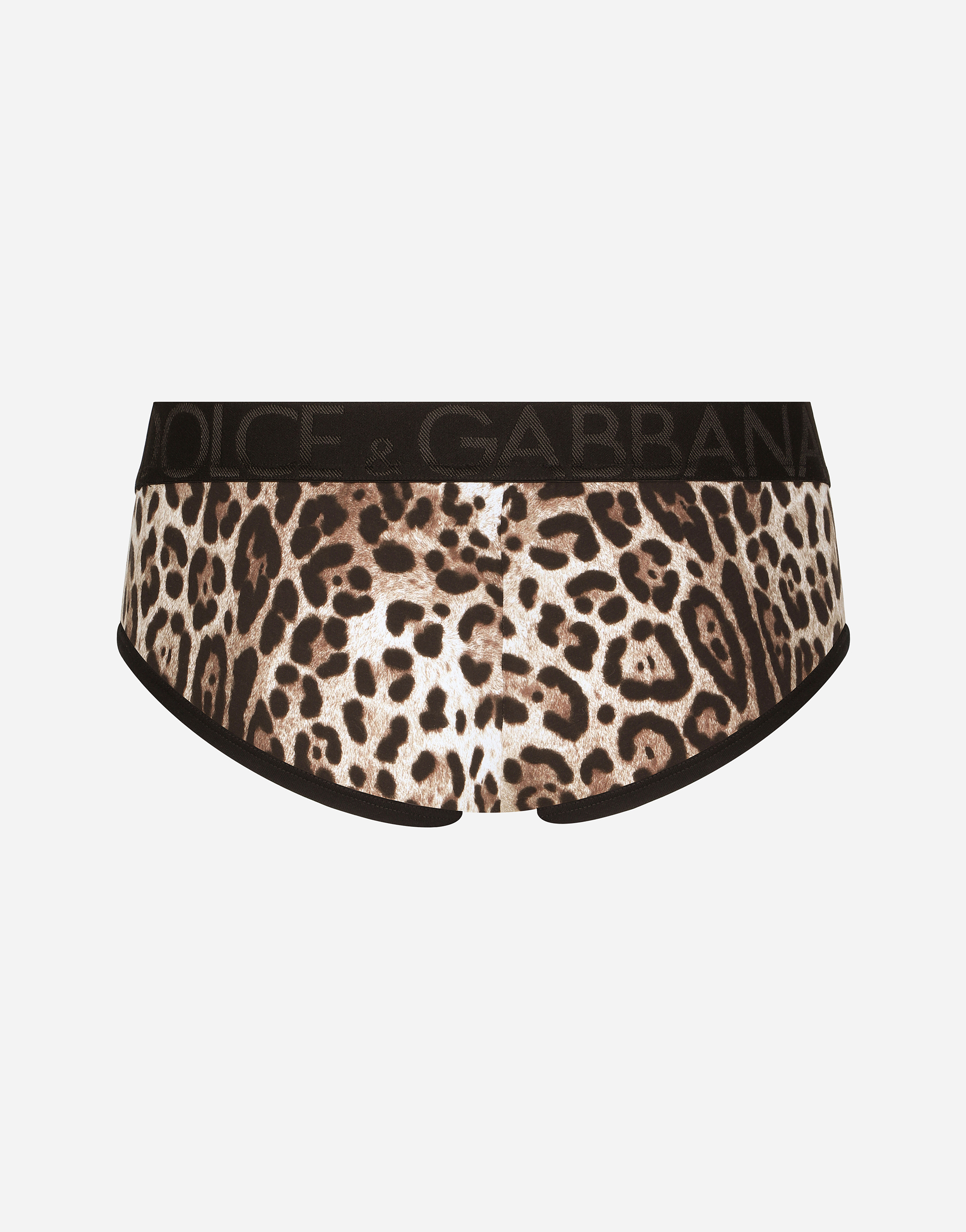 DOLCE & GABBANA TWO-WAY STRETCH JERSEY BRANDO BRIEFS WITH LEOPARD PRINT