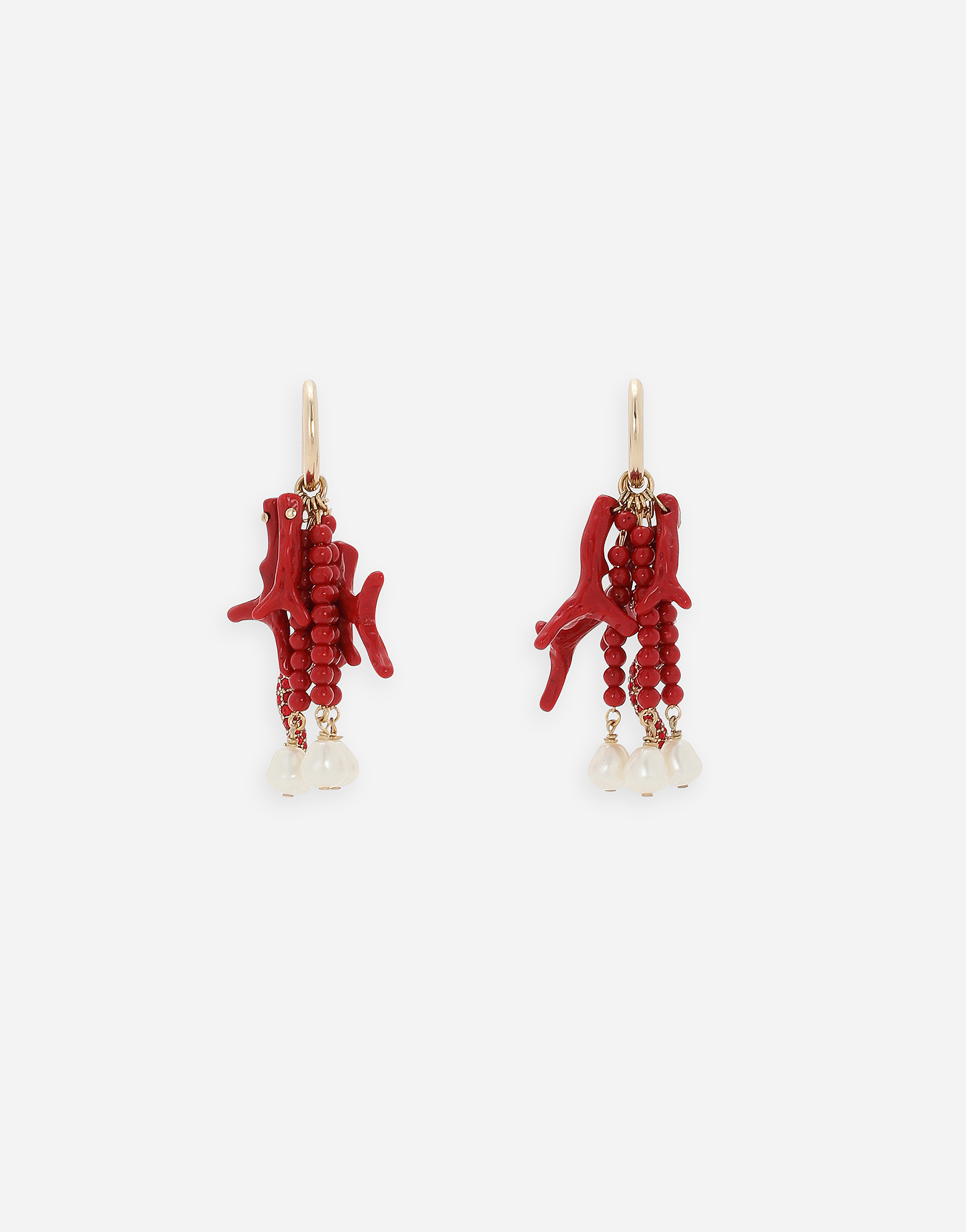Dolce & Gabbana Dolce And Gabbana Earrings With Coral Branches In ゴールド
