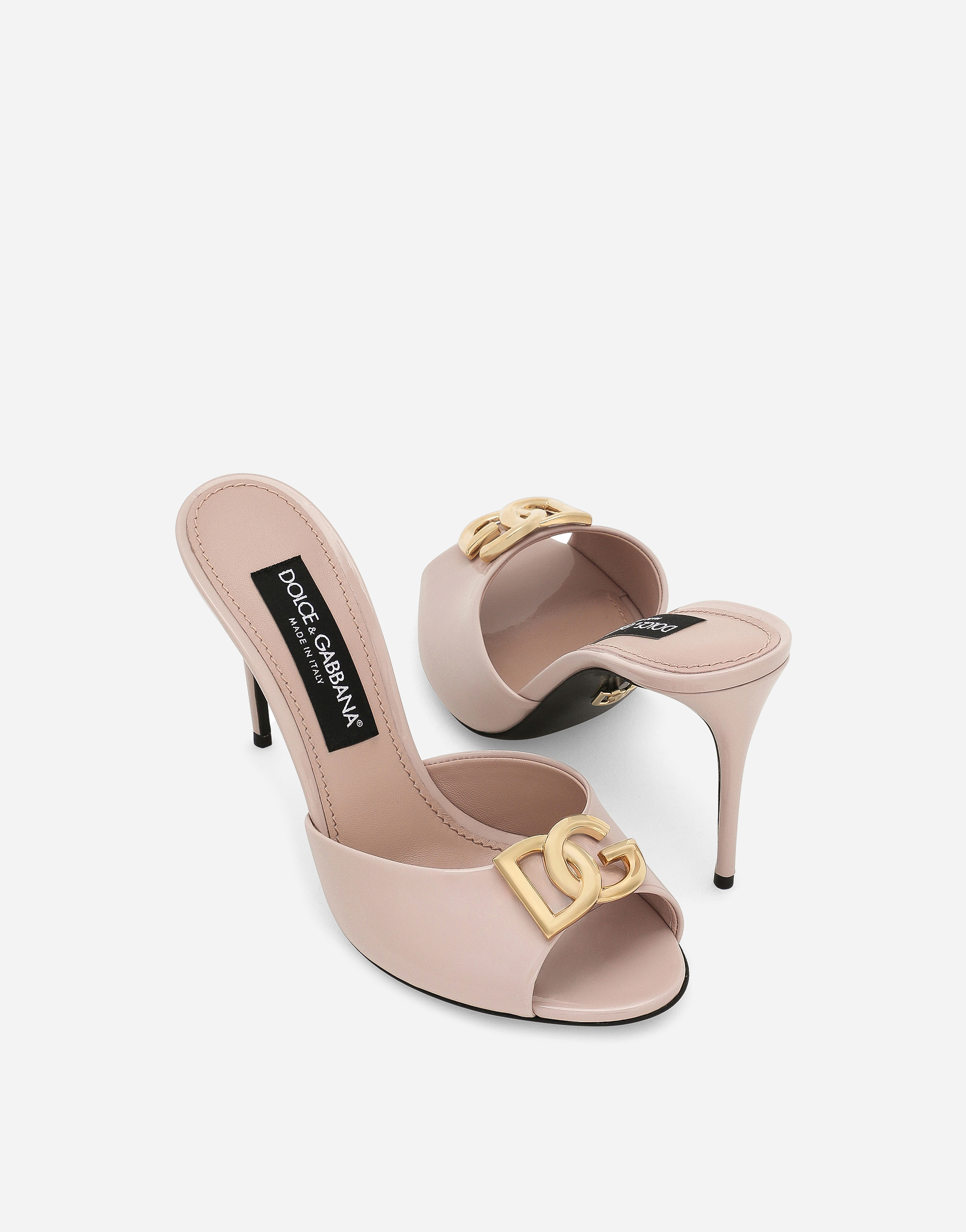 Shop Dolce & Gabbana Patent Leather Mules In Pink