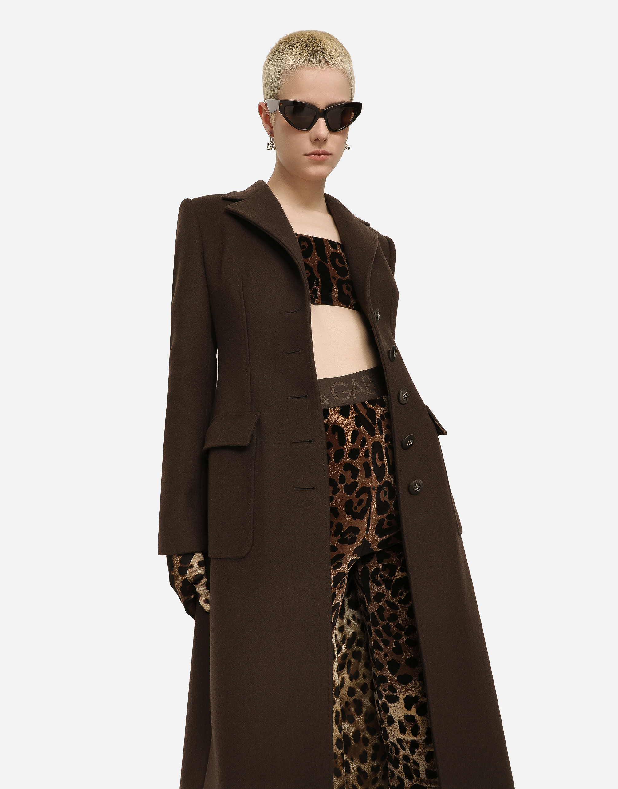 Dolce & Gabbana Long Single-breasted Wool And Cashmere Coat In Brown